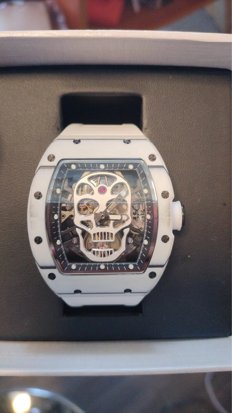 Skeleton Skull Automatic Watch White - photo 2
