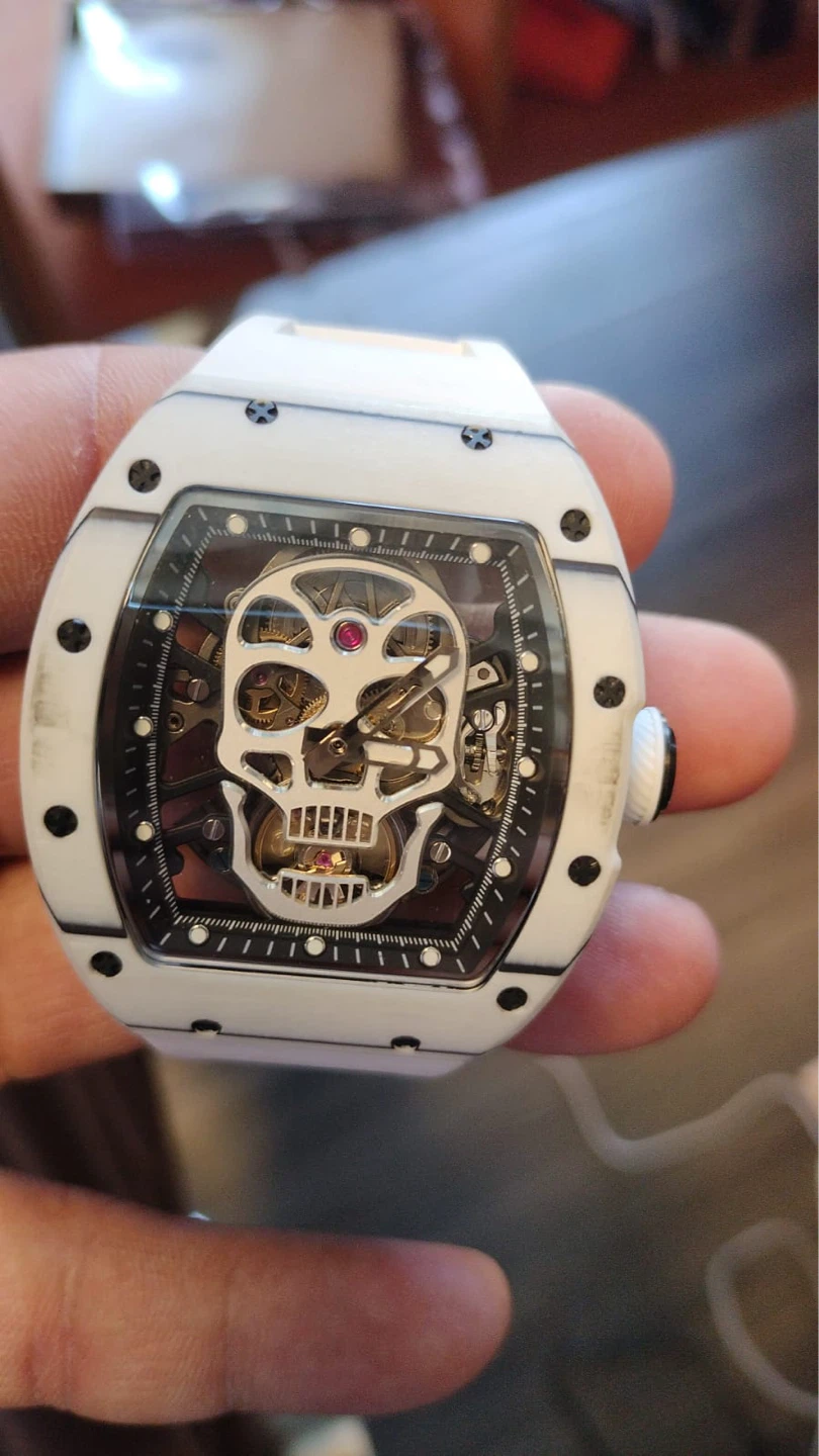 Skeleton Skull Automatic Watch White