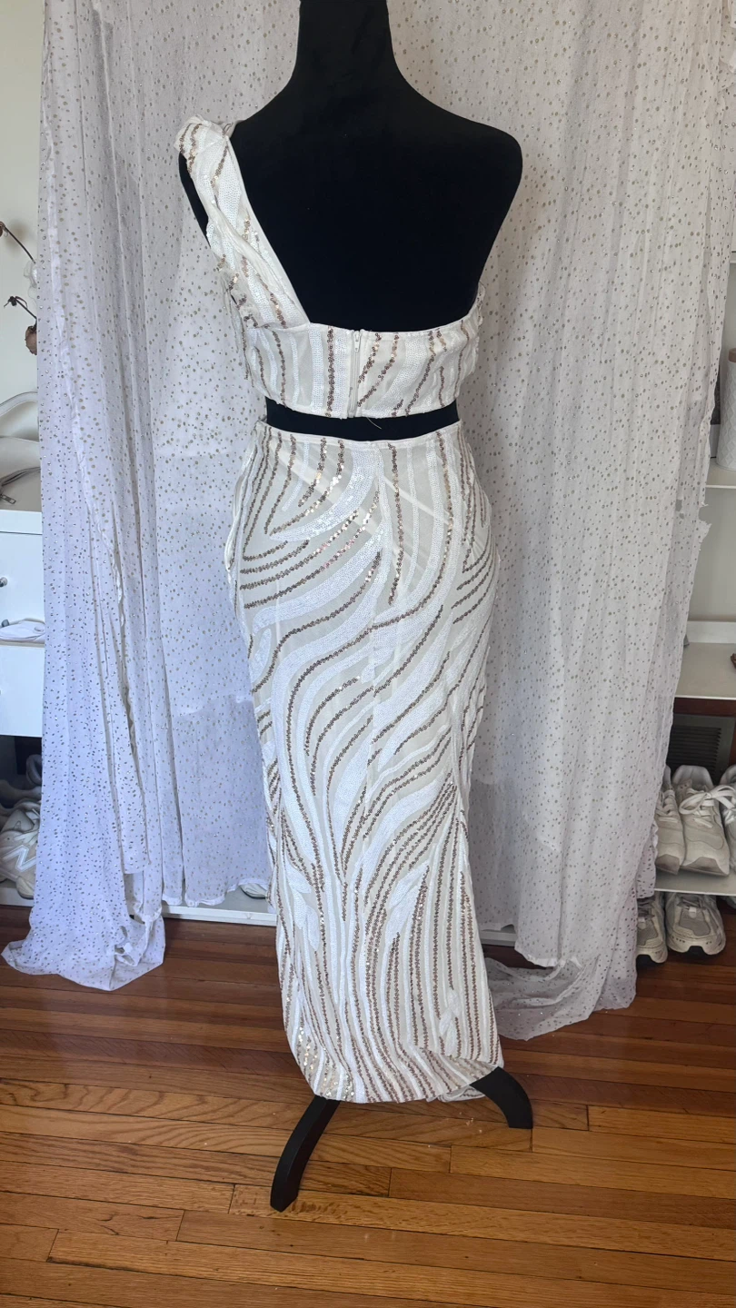White Sequin Two-Piece Set - photo 2