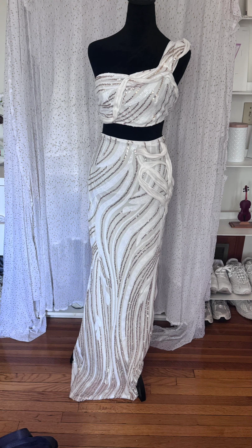White Sequin Two-Piece Set
