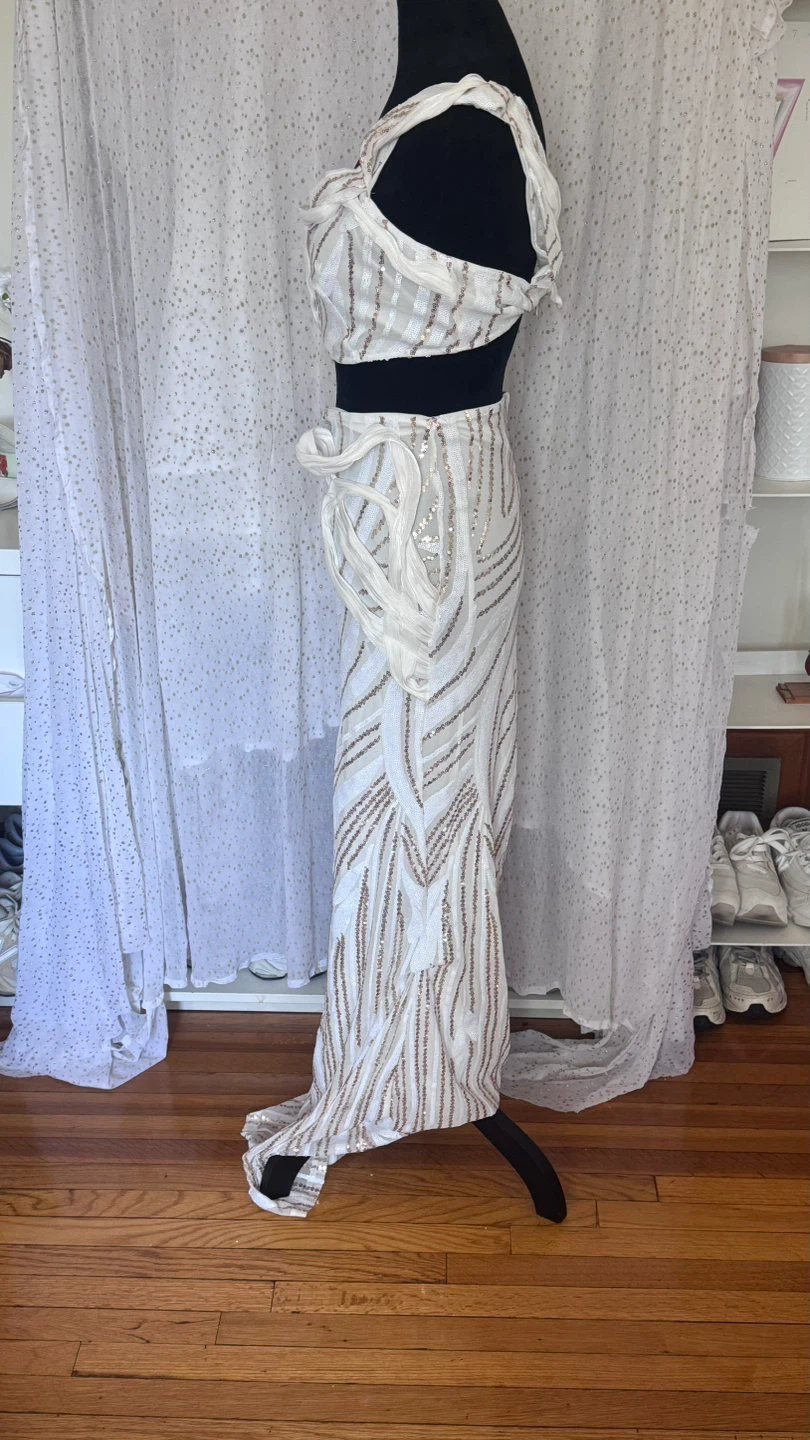 White Sequin Two-Piece Set - photo 3