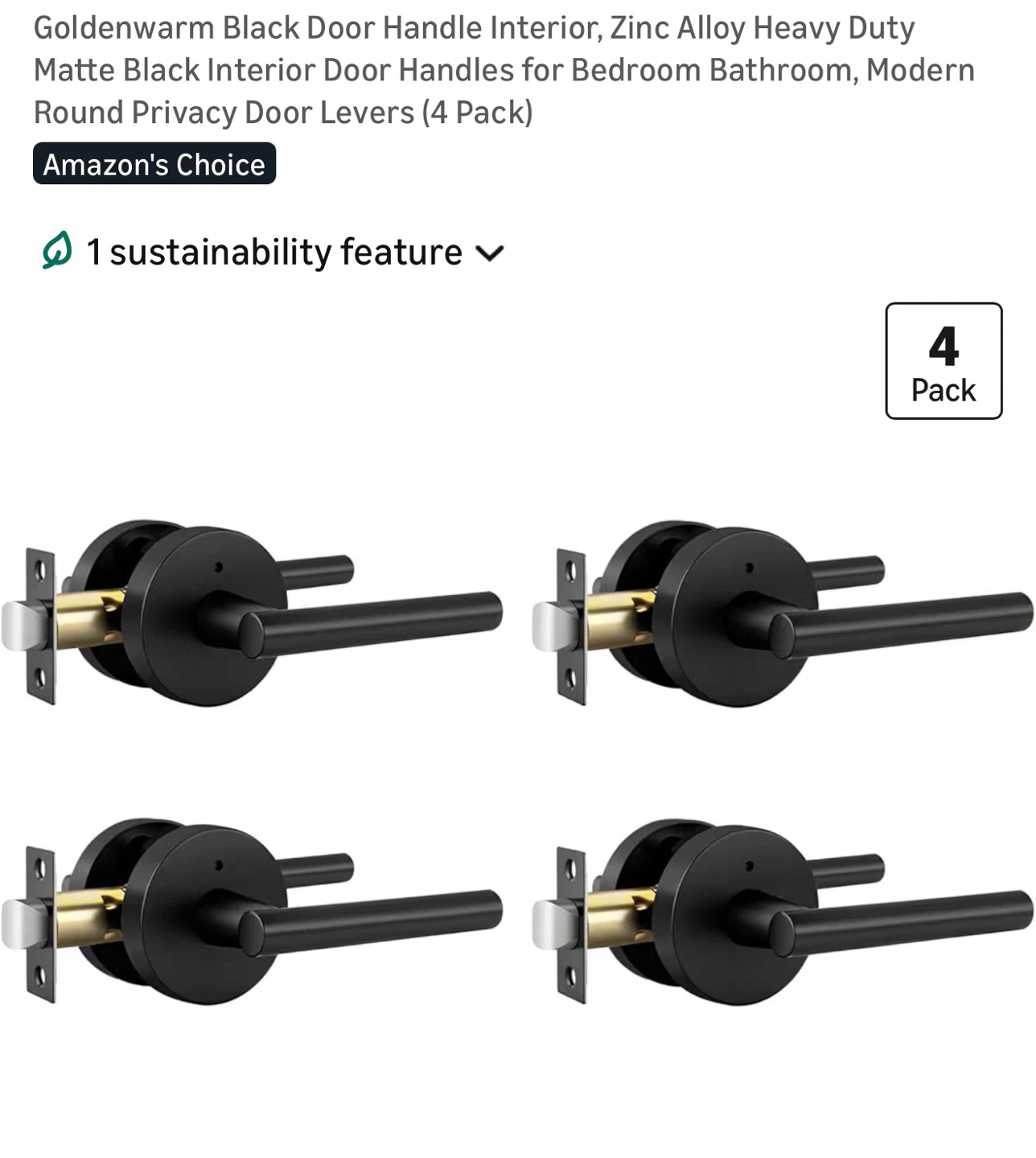 Goldenwarm Black Door Handle Interior Lever (4 Pack) 4DL