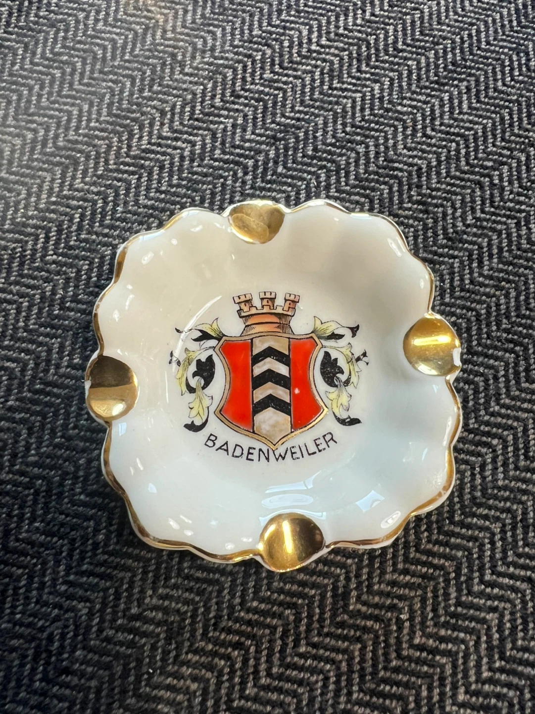 Badenweiler Ceramic Ashtray with Gold Accents