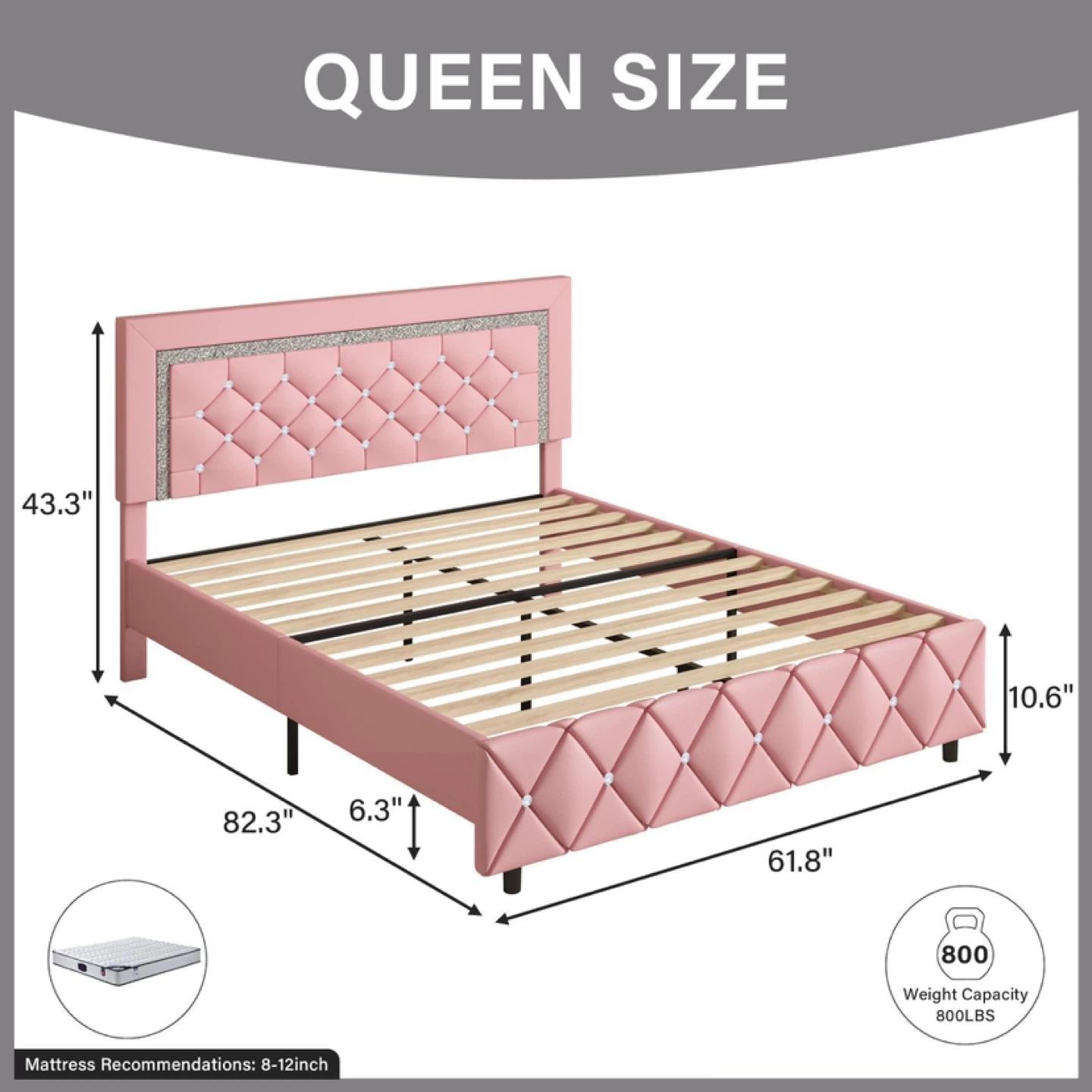 BarnFurin Queen Bed Frame with Headboard - photo 2