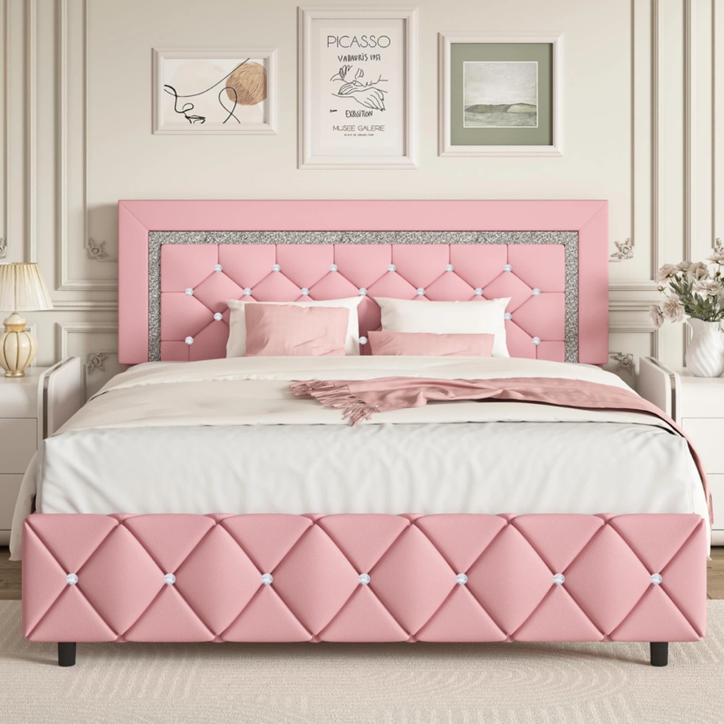 BarnFurin Queen Bed Frame with Headboard