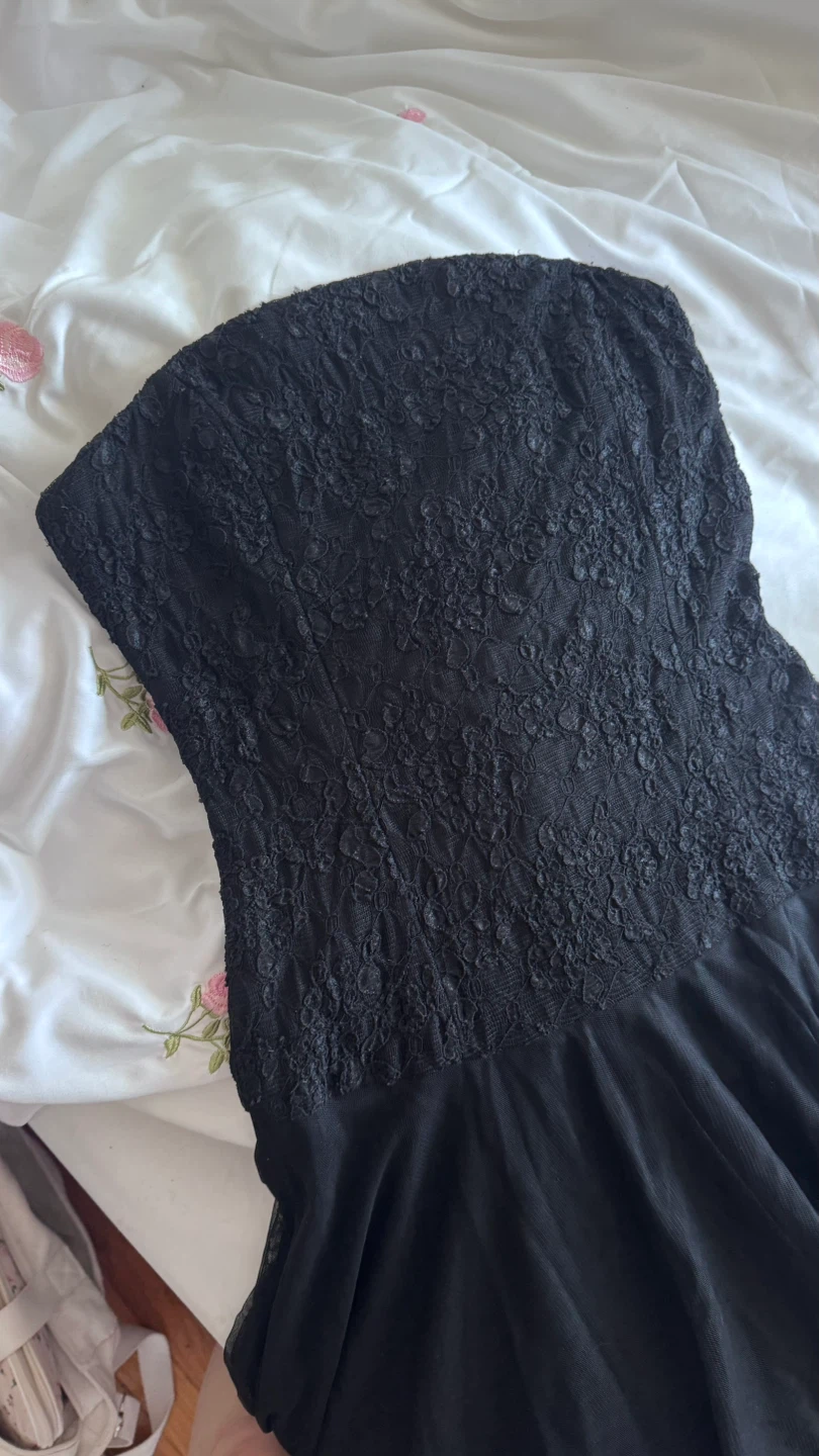Alexia Admor Black Lace Tulle Strapless Dress Size XS - photo 4