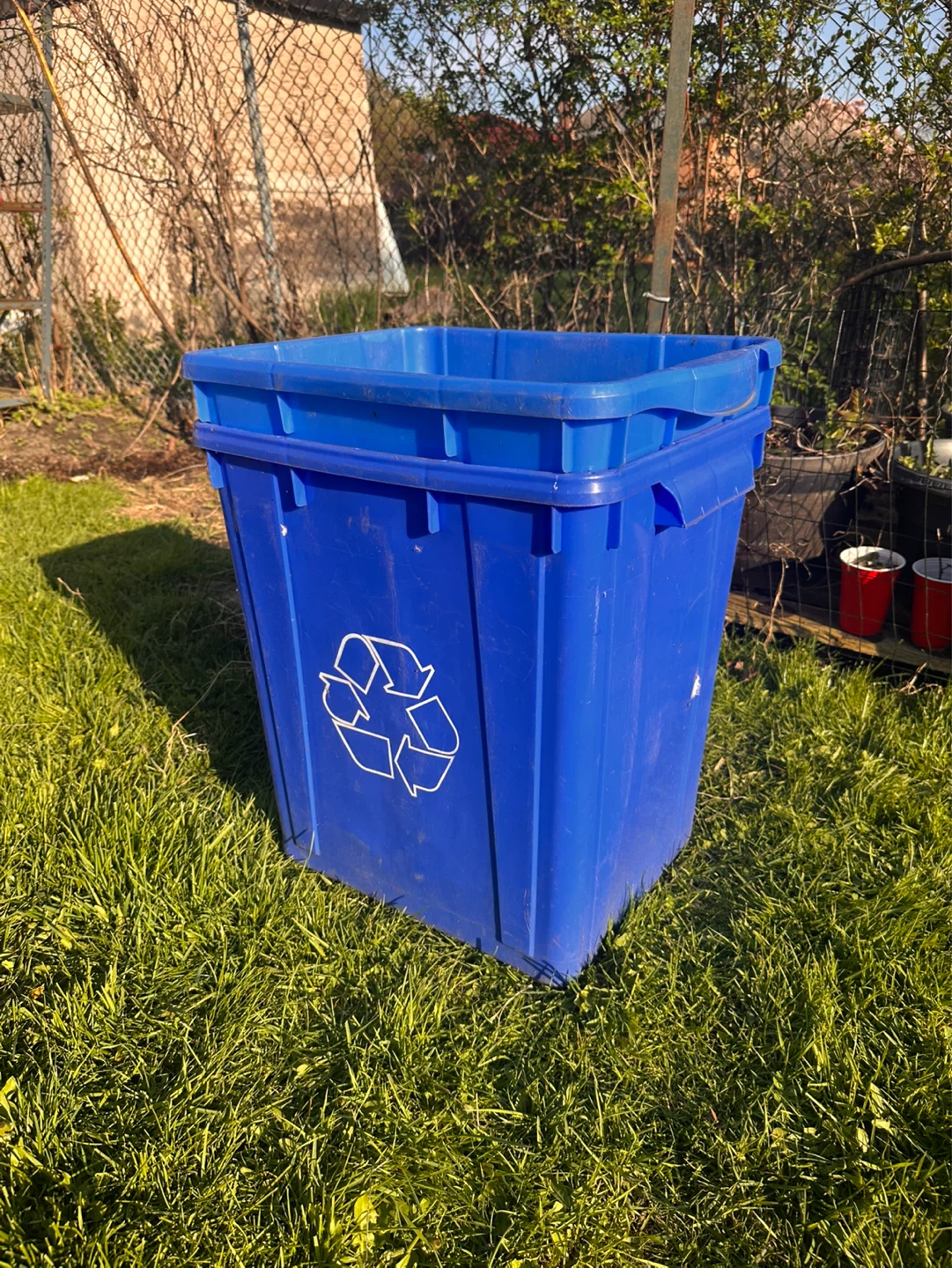 2 Blue Plastic Recycling Bin