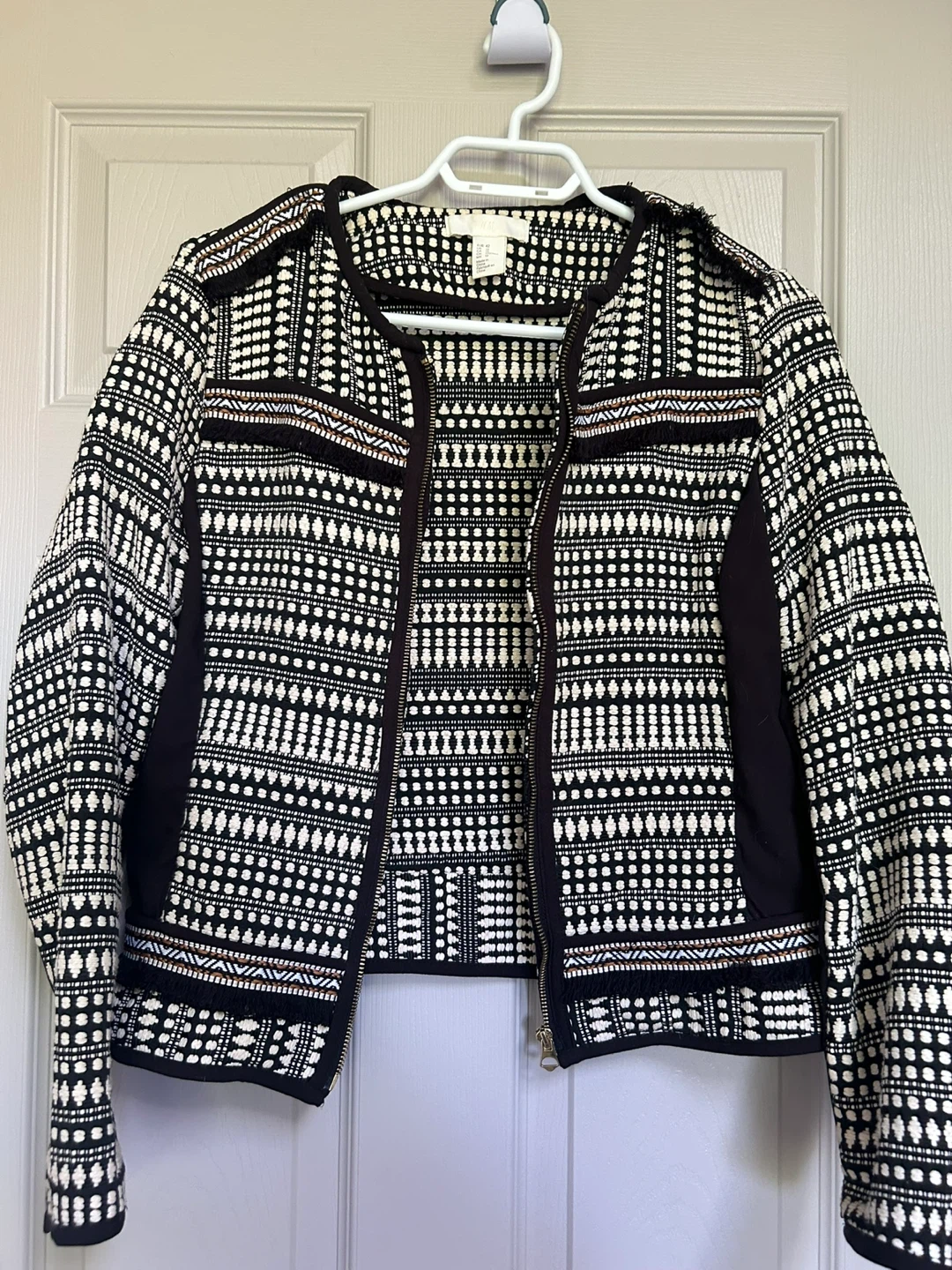 H&M Black & White Geometric Jacket Size 12