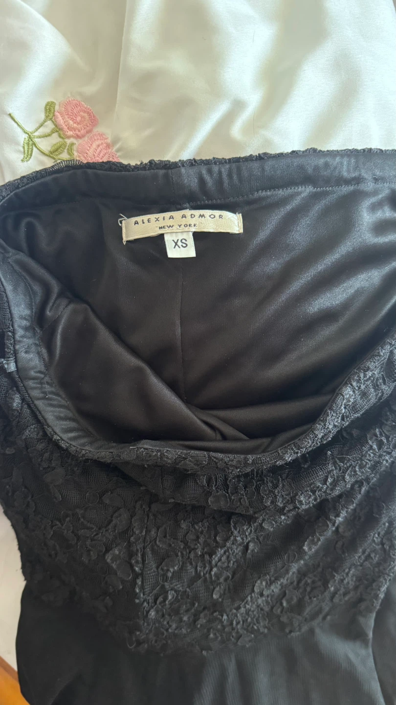 Alexia Admor Black Lace Tulle Strapless Dress Size XS - photo 5