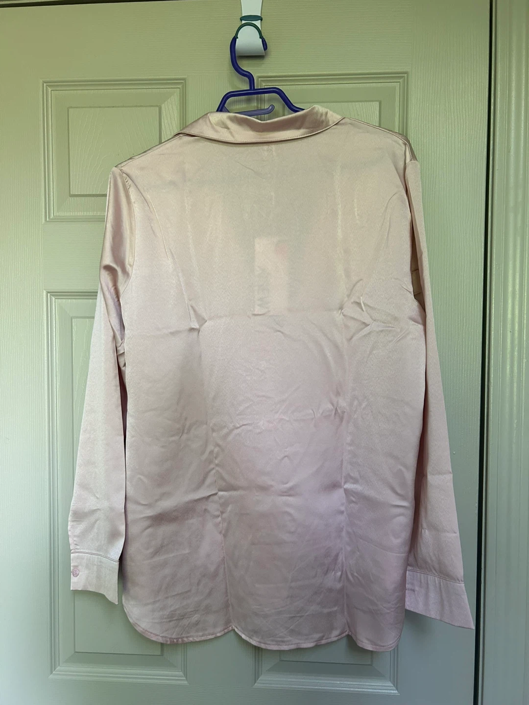 AISEW Women's Satin Button-Up Blouse - Pink, Size L - photo 4