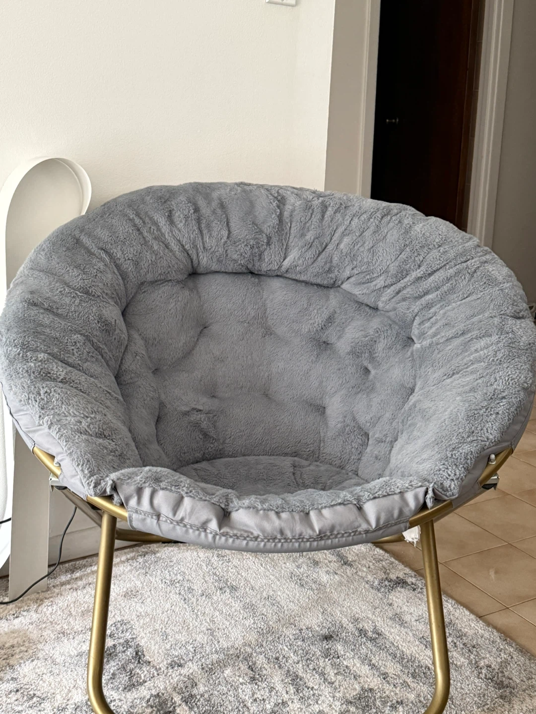 Gray Faux Fur Moon Chair - photo 2