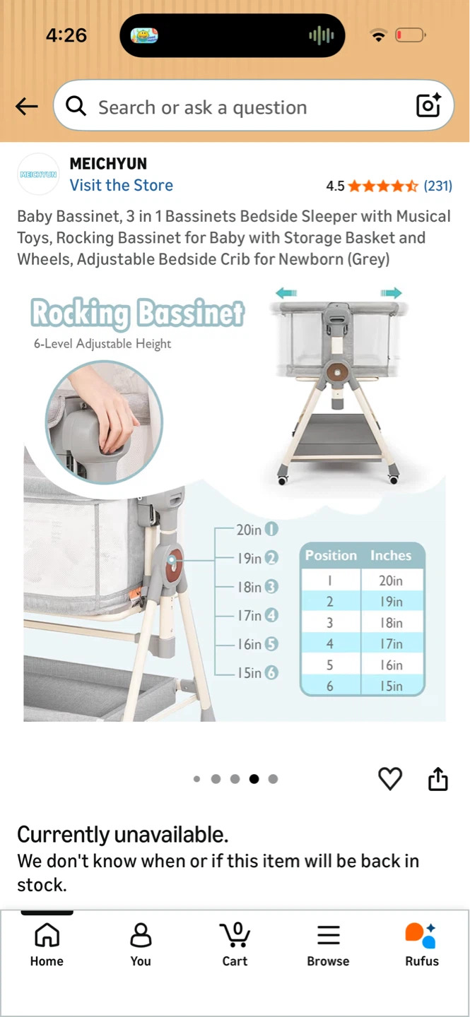 Baby Bassinet Bedside Sleeper with Musical Toys - Grey - photo 5
