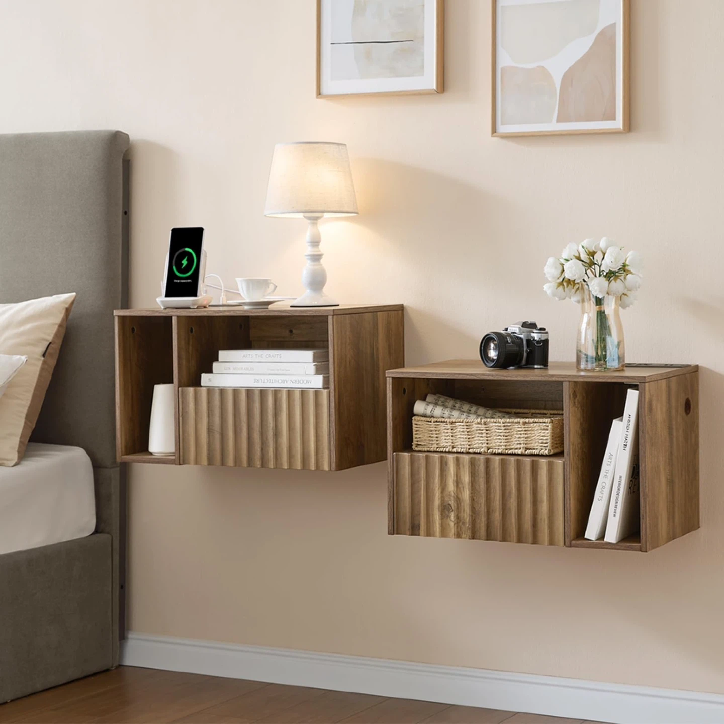 BuildHom Floating Nightstand with Charging Station - photo 4