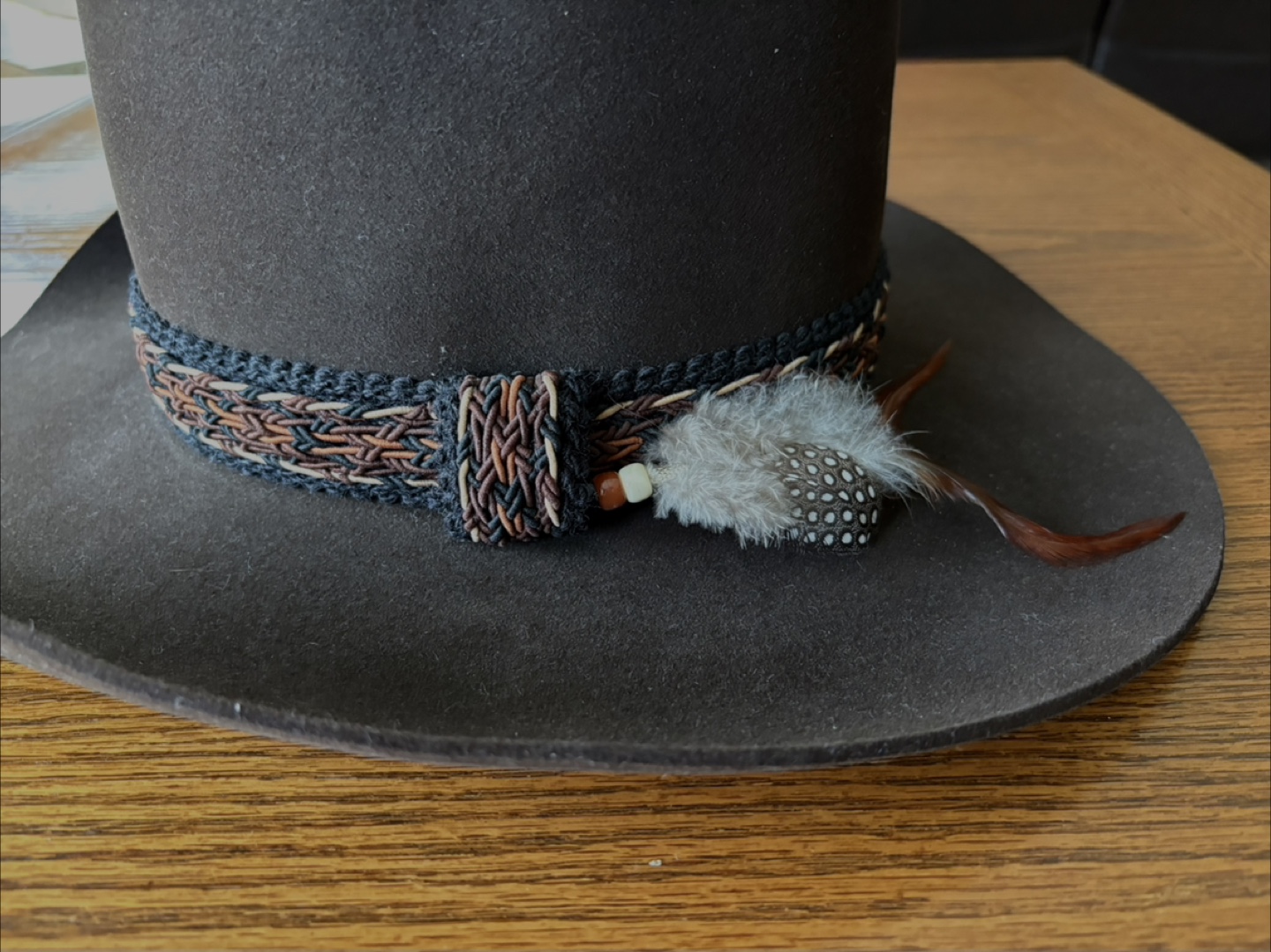 Dark Brown Felt Cowboy Hat with Feather Detail - photo 4