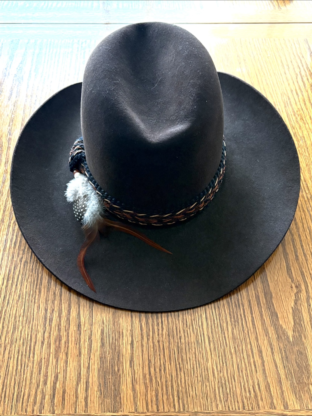 Dark Brown Felt Cowboy Hat with Feather Detail - photo 5