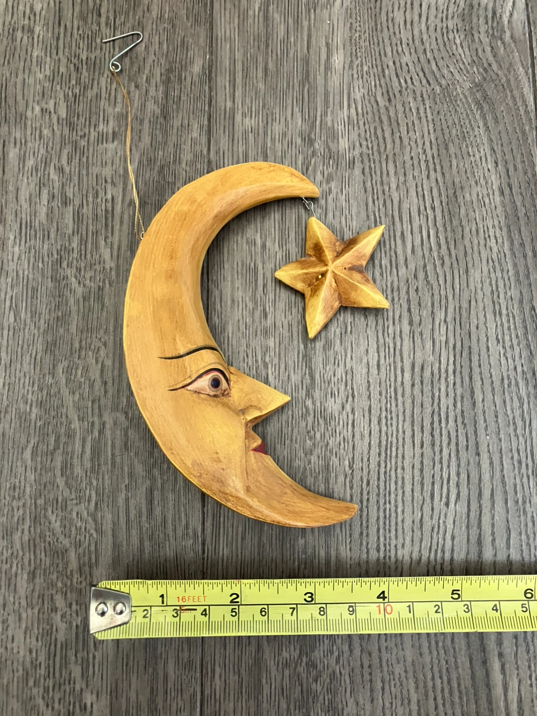 Wooden Moon and Star Hanging Decoration