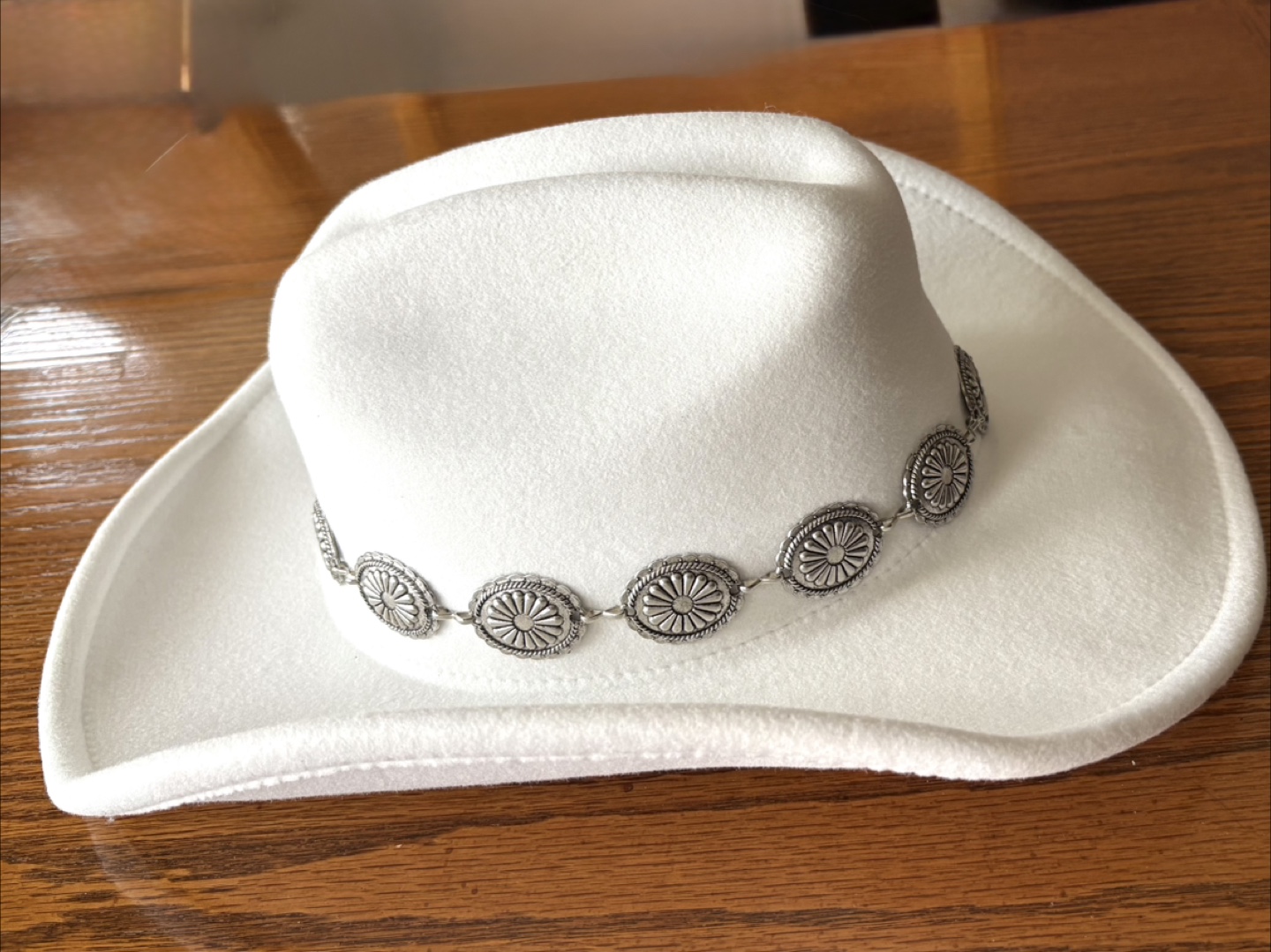 White Cowboy Hat with Decorative Band