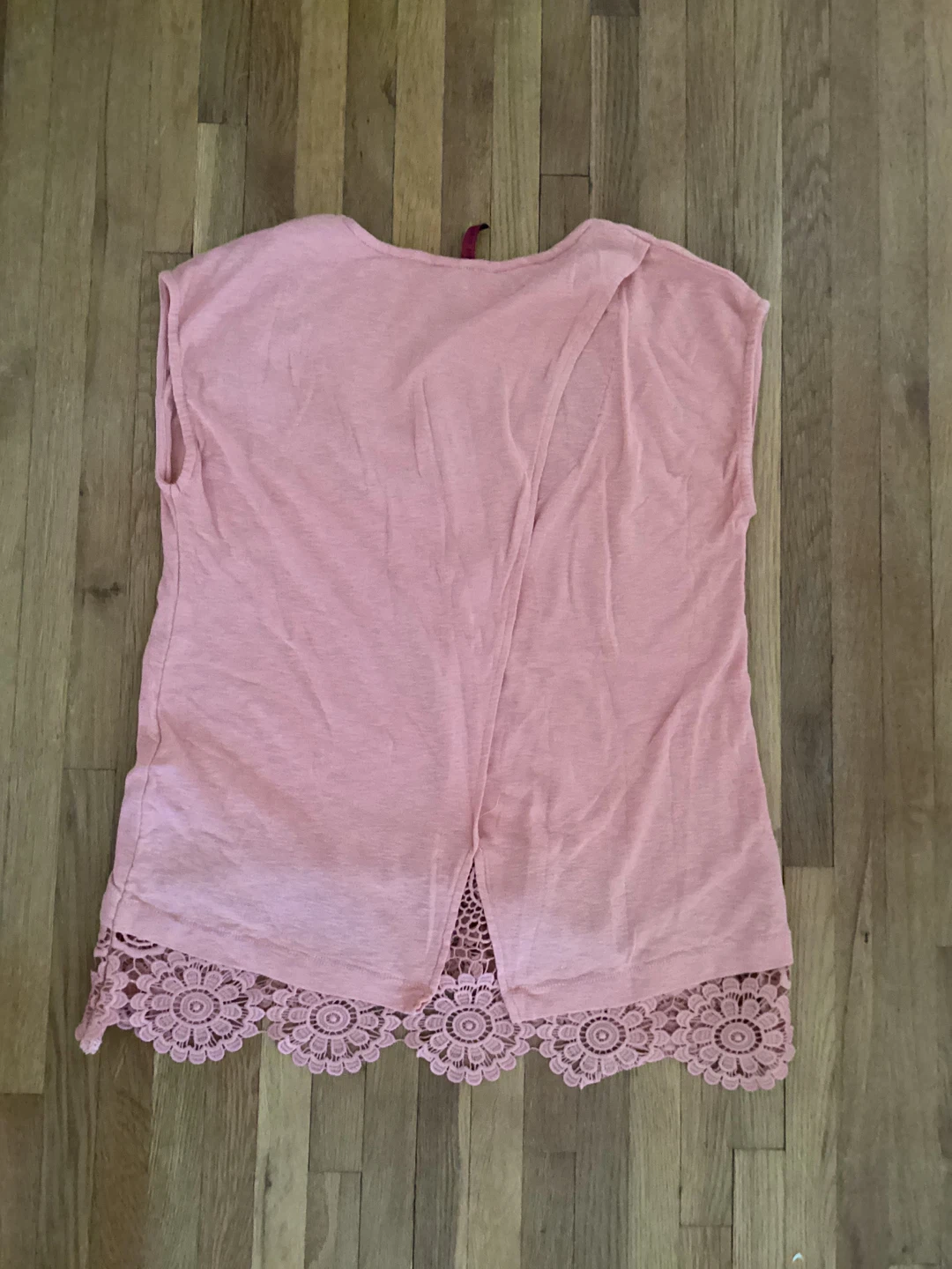 Light orange Lace Trim T-Shirt Top - photo 2