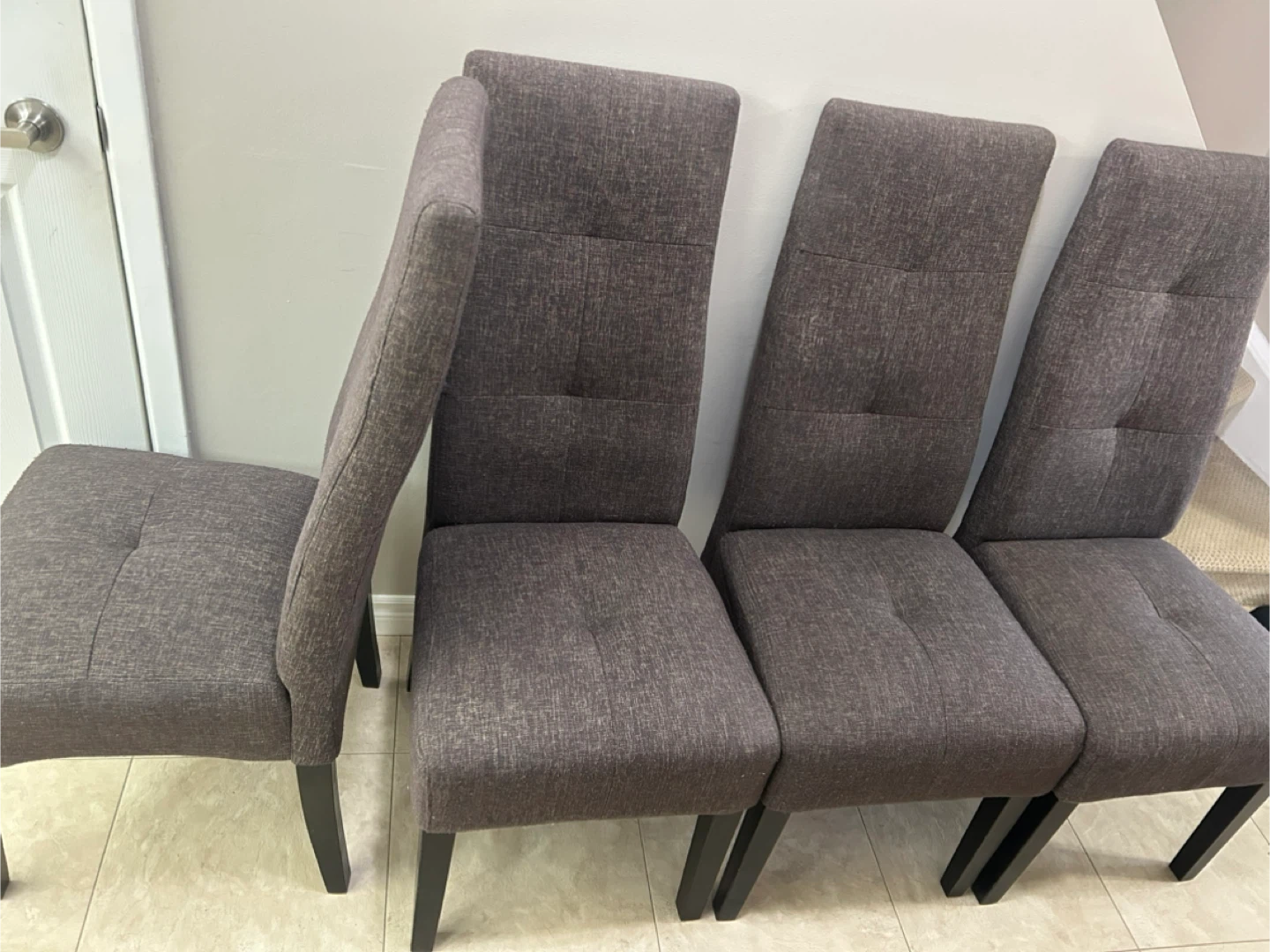 Set of 4 Grey Upholstered Dining Chairs - photo 3