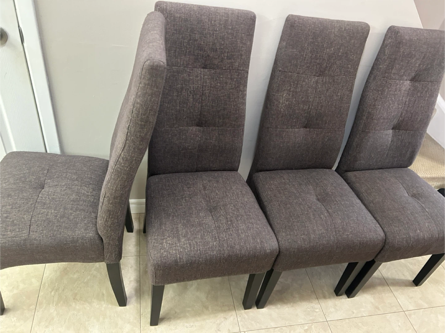 Set of 4 Grey Upholstered Dining Chairs - photo 2