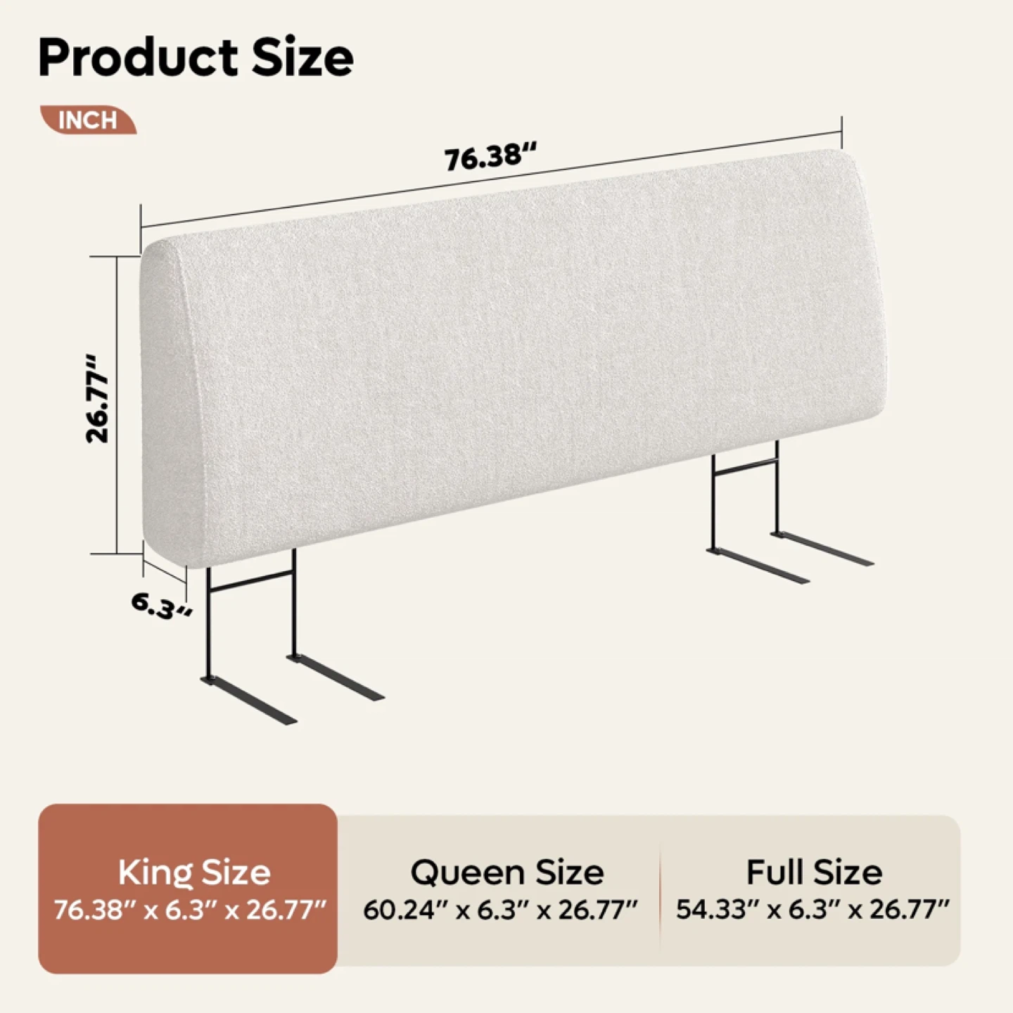 Pinmoco Upholstered Foam Headboard for King Bed - photo 3
