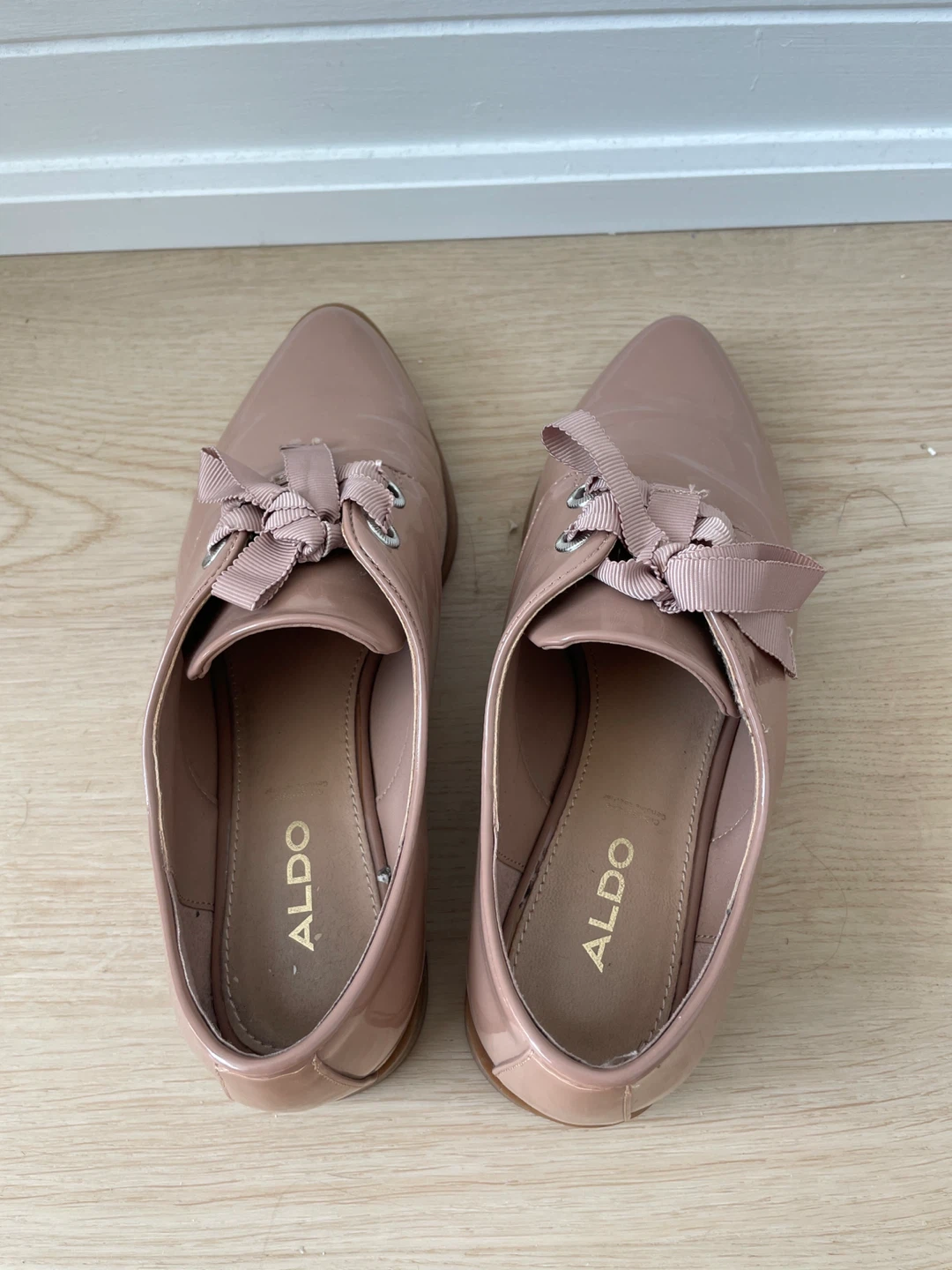 ALDO Women's Pink Patent Lace-Up Flats - photo 3