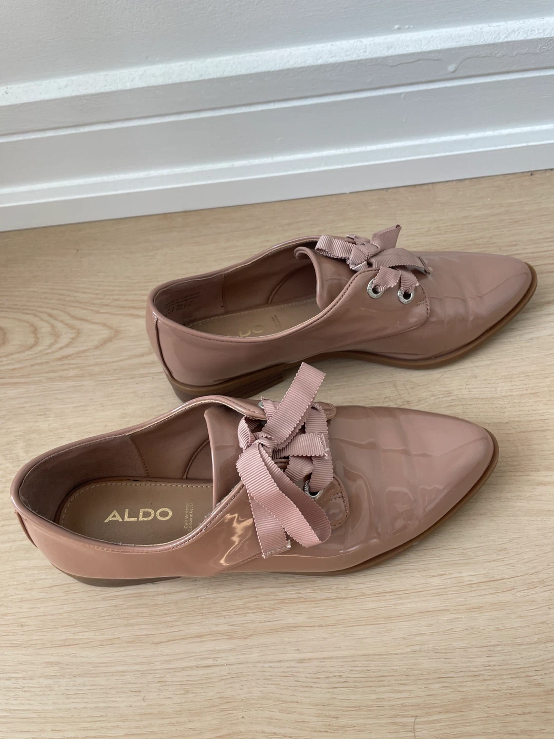 ALDO Women's Pink Patent Lace-Up Flats - photo 2