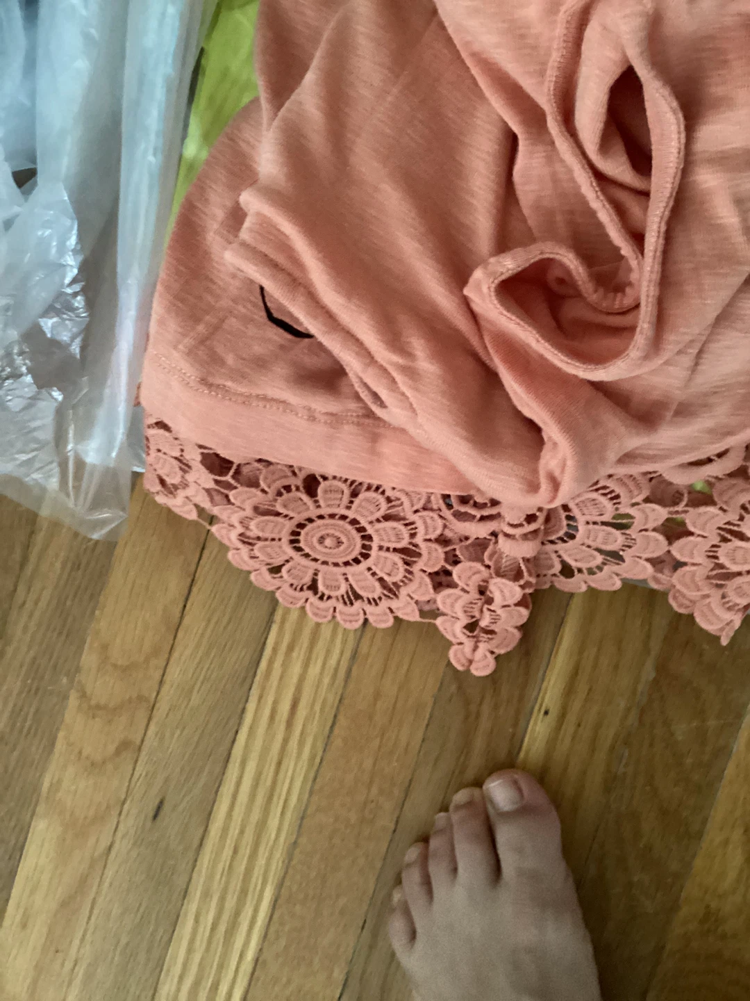 Light orange Lace Trim T-Shirt Top - photo 3
