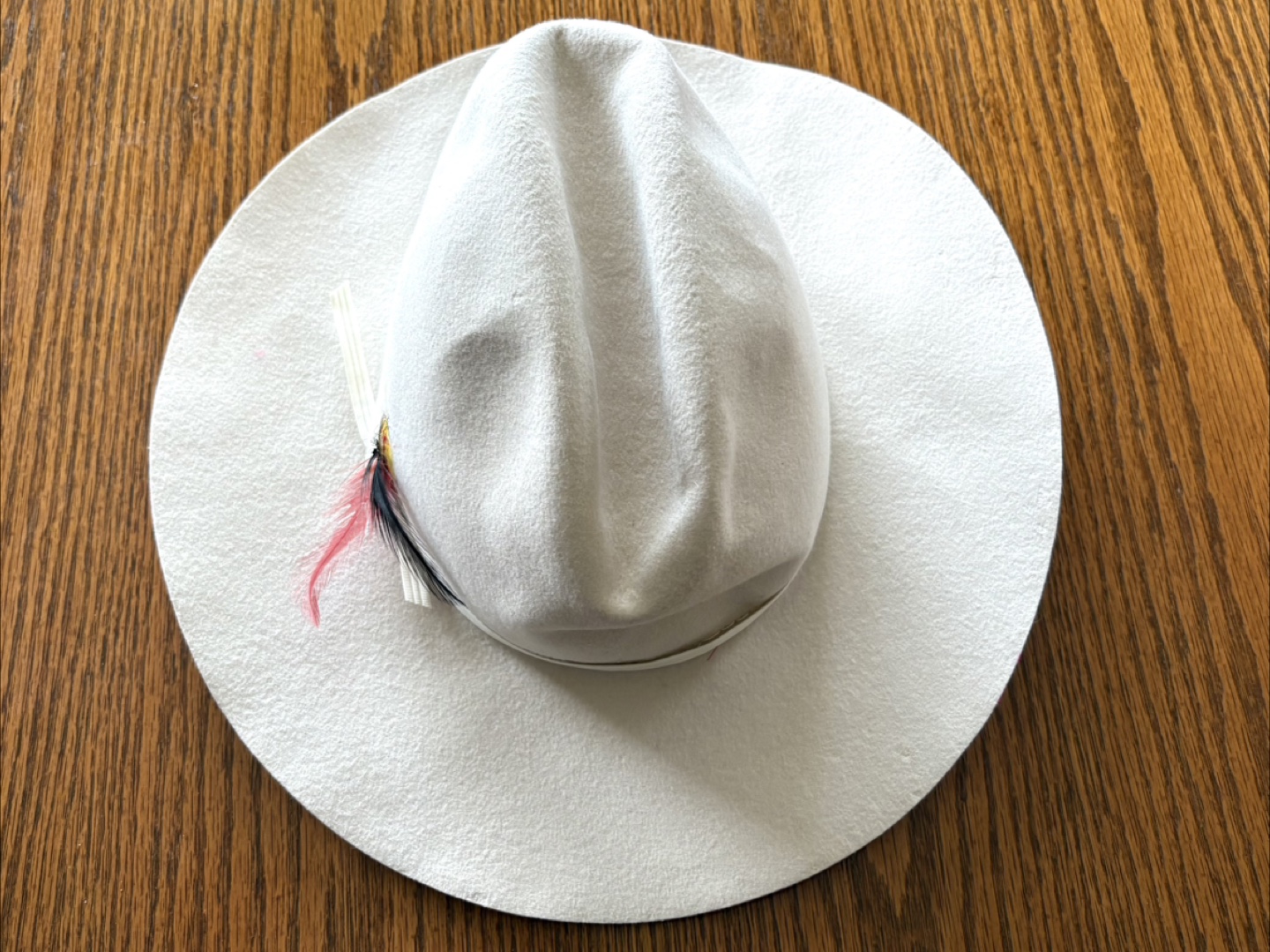 Cream Felt Cowboy Hat with Feather Accent - photo 4