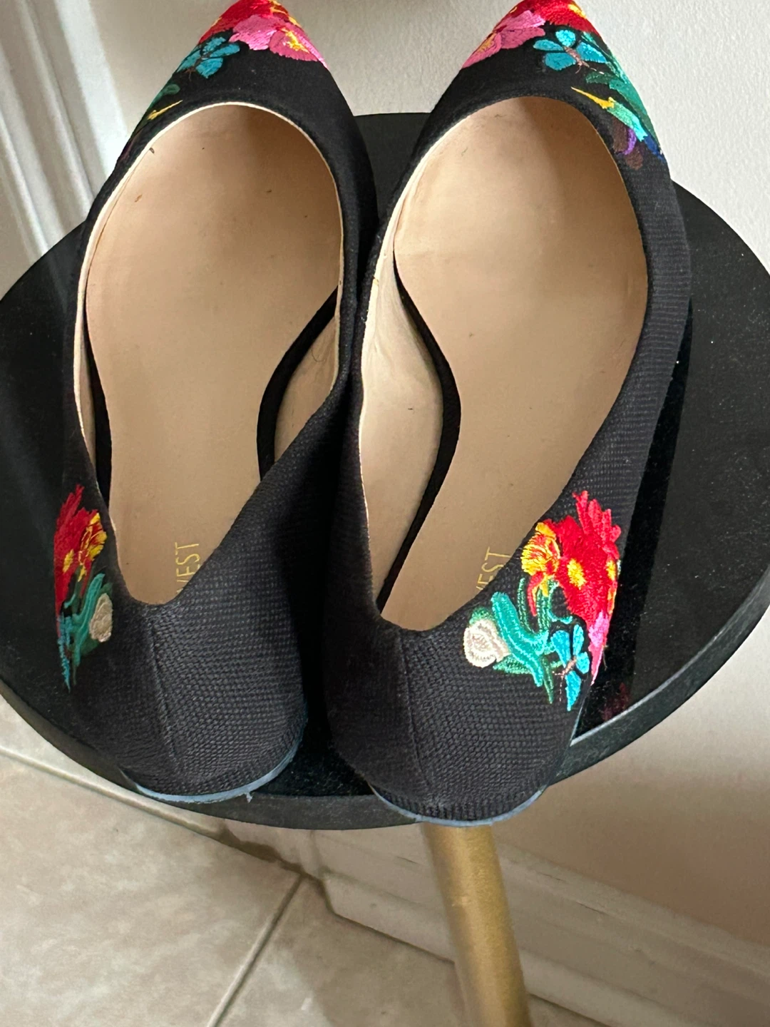 Nine West Embroidered Black Flats - photo 3