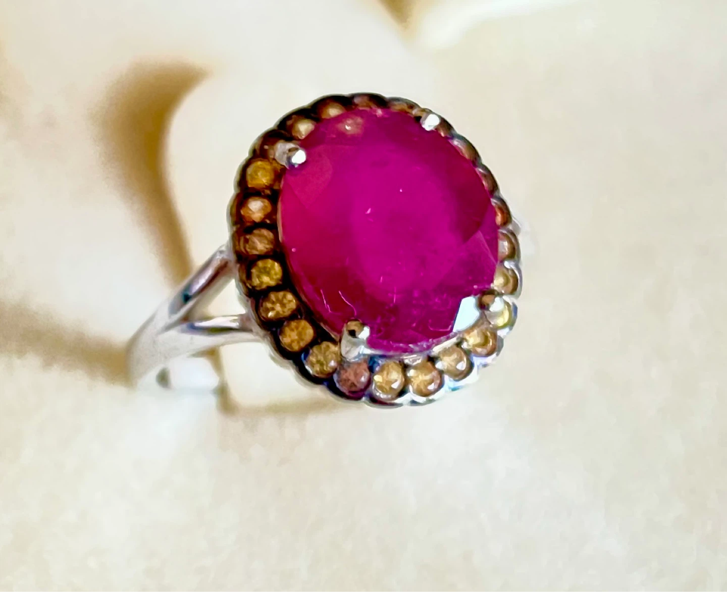 Ruby and Yellow Sapphire Ring and Earrings - photo 2