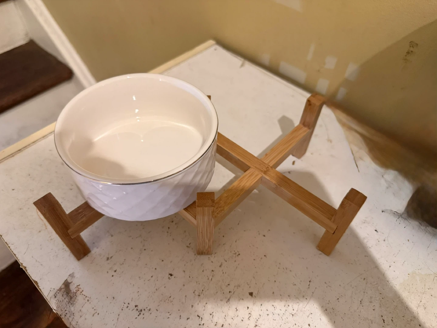 White Ceramic Pet Bowls with Wooden Stand - photo 3