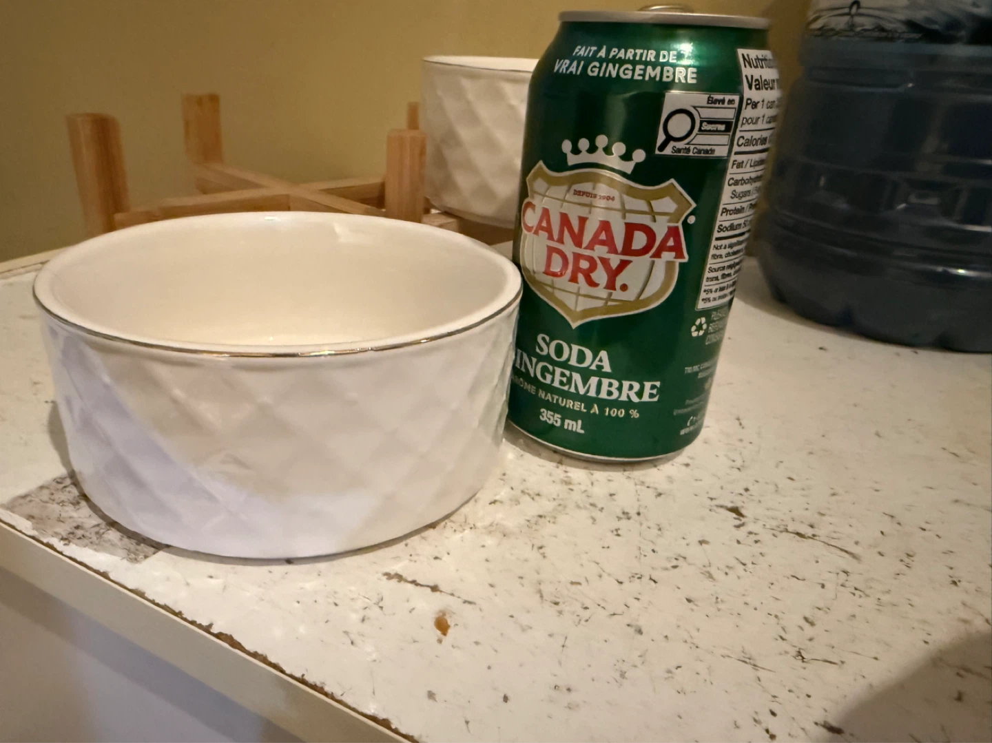 White Ceramic Pet Bowls with Wooden Stand - photo 5