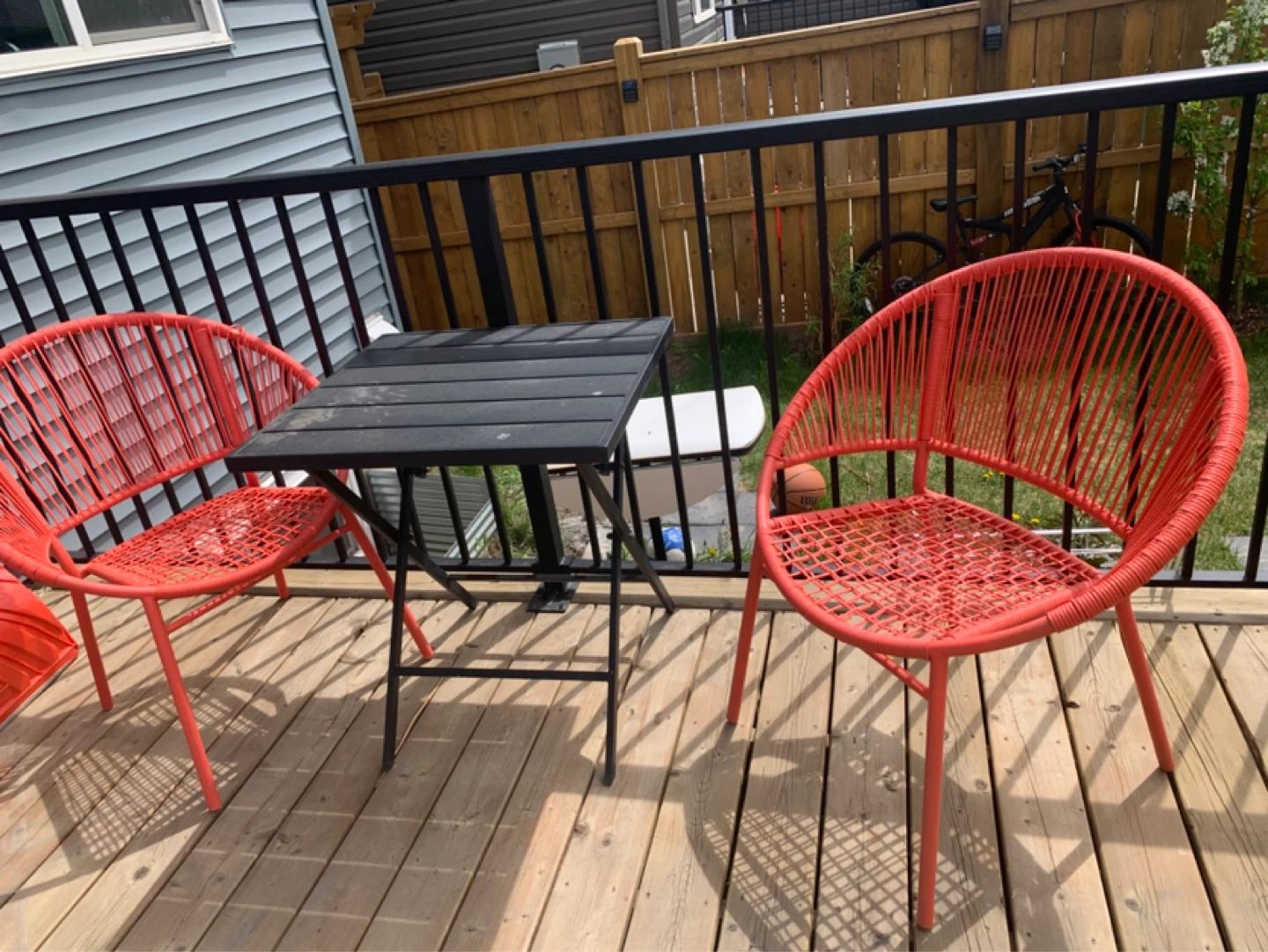 Red Outdoor Chair and Table Set