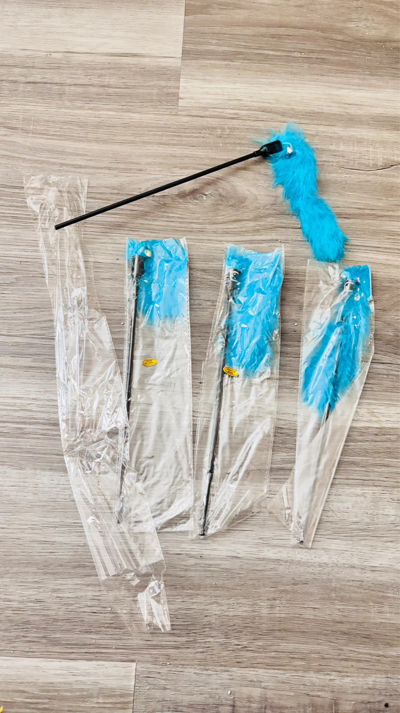 Blue Feather Wand Cat Toy (Set of 3)