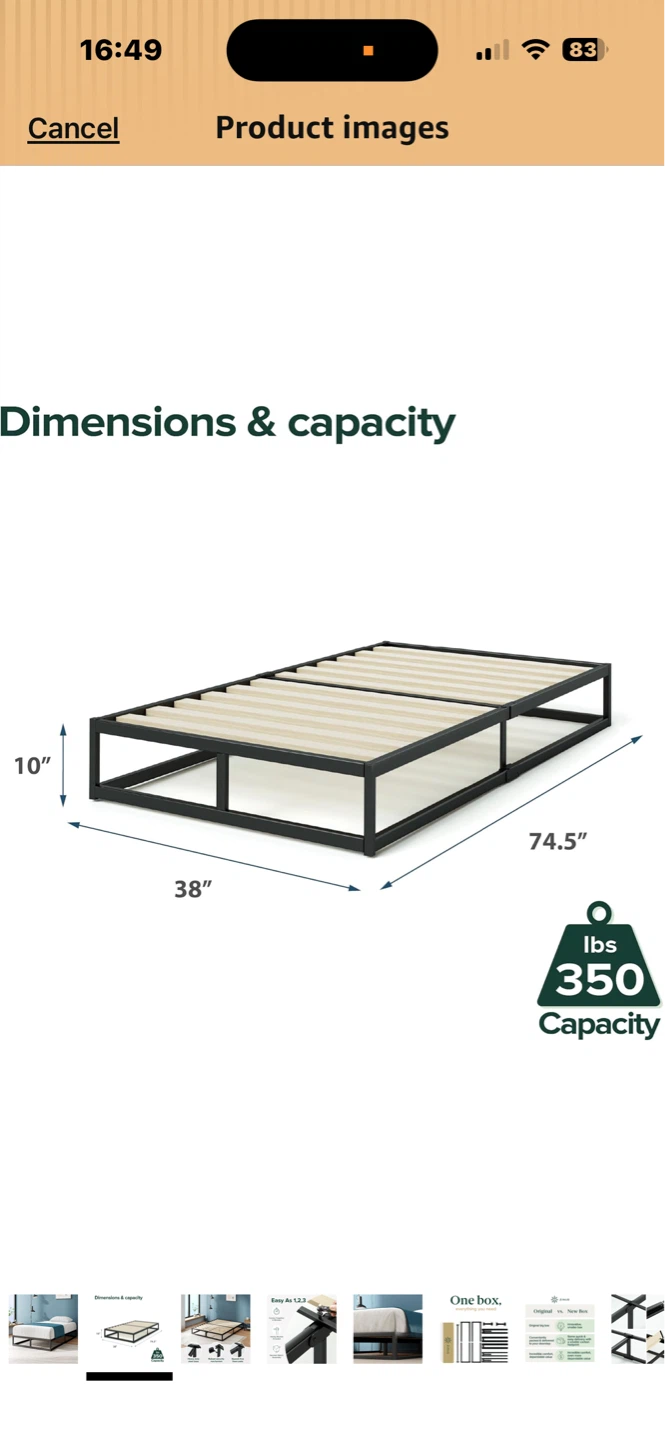 Metal Platform Bed Frame - Twin Size