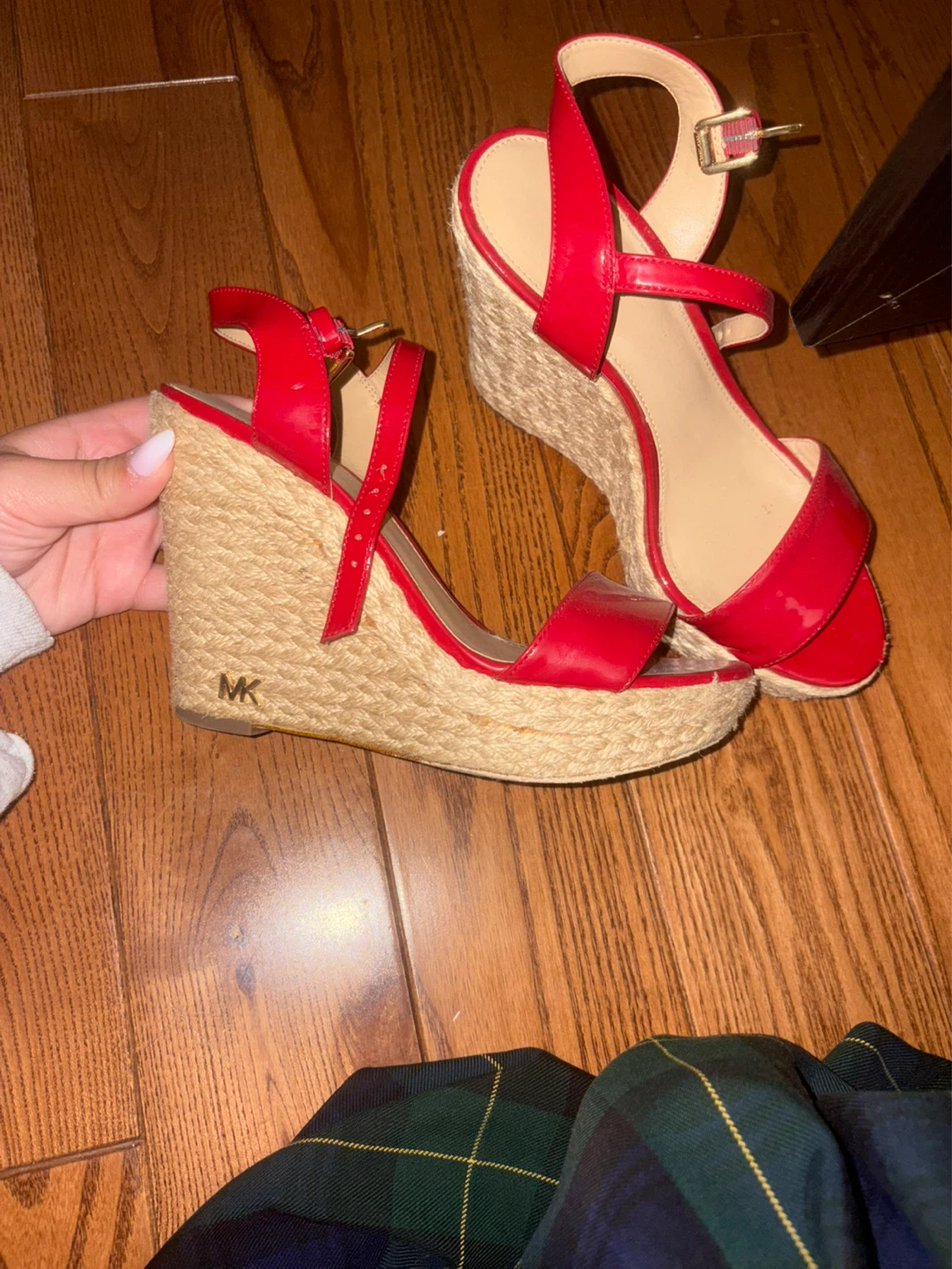 Michael Kors Red Espadrille Wedge Sandals Size 8