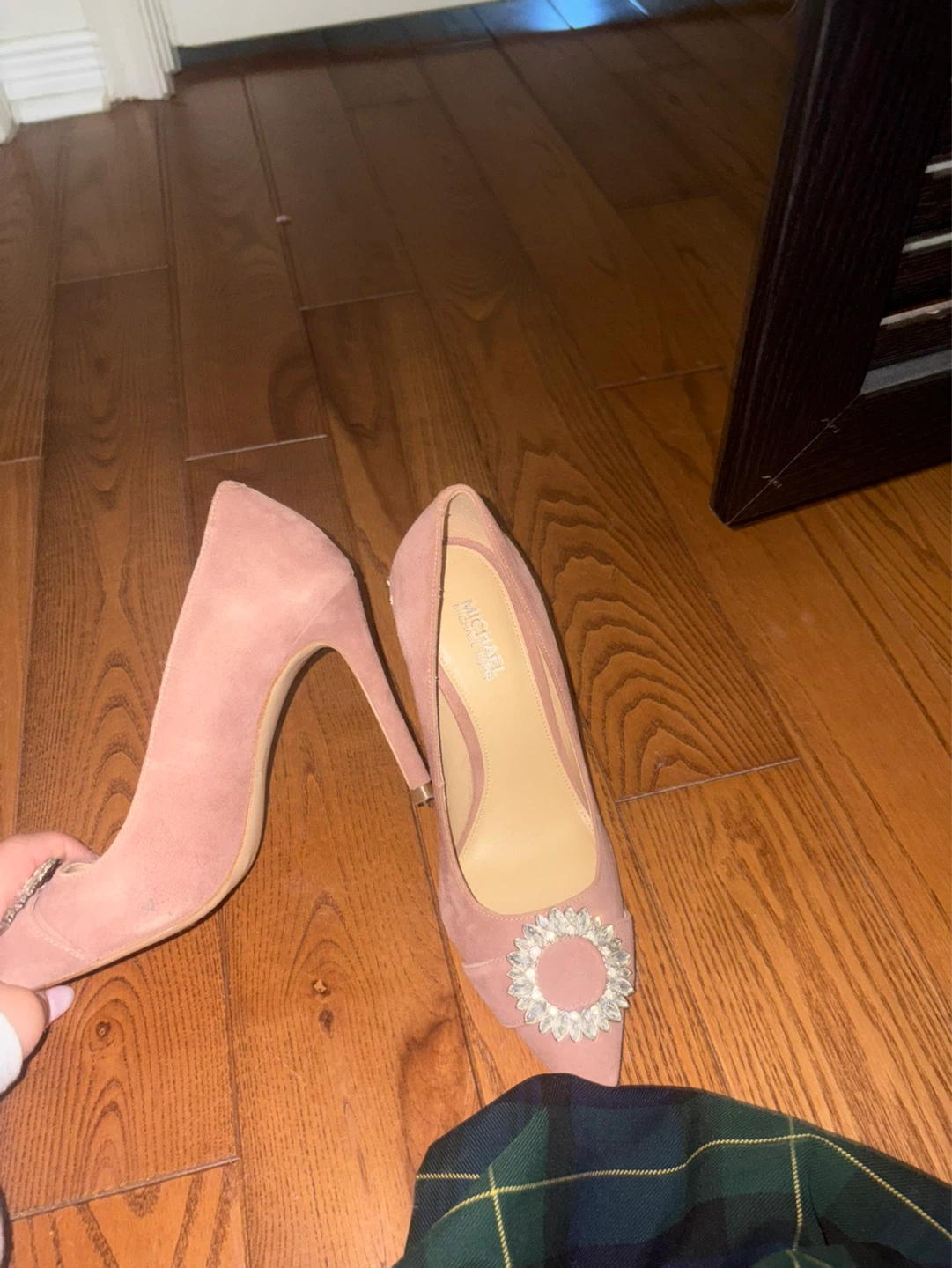 Michael Kors Pink Suede Jeweled Heels