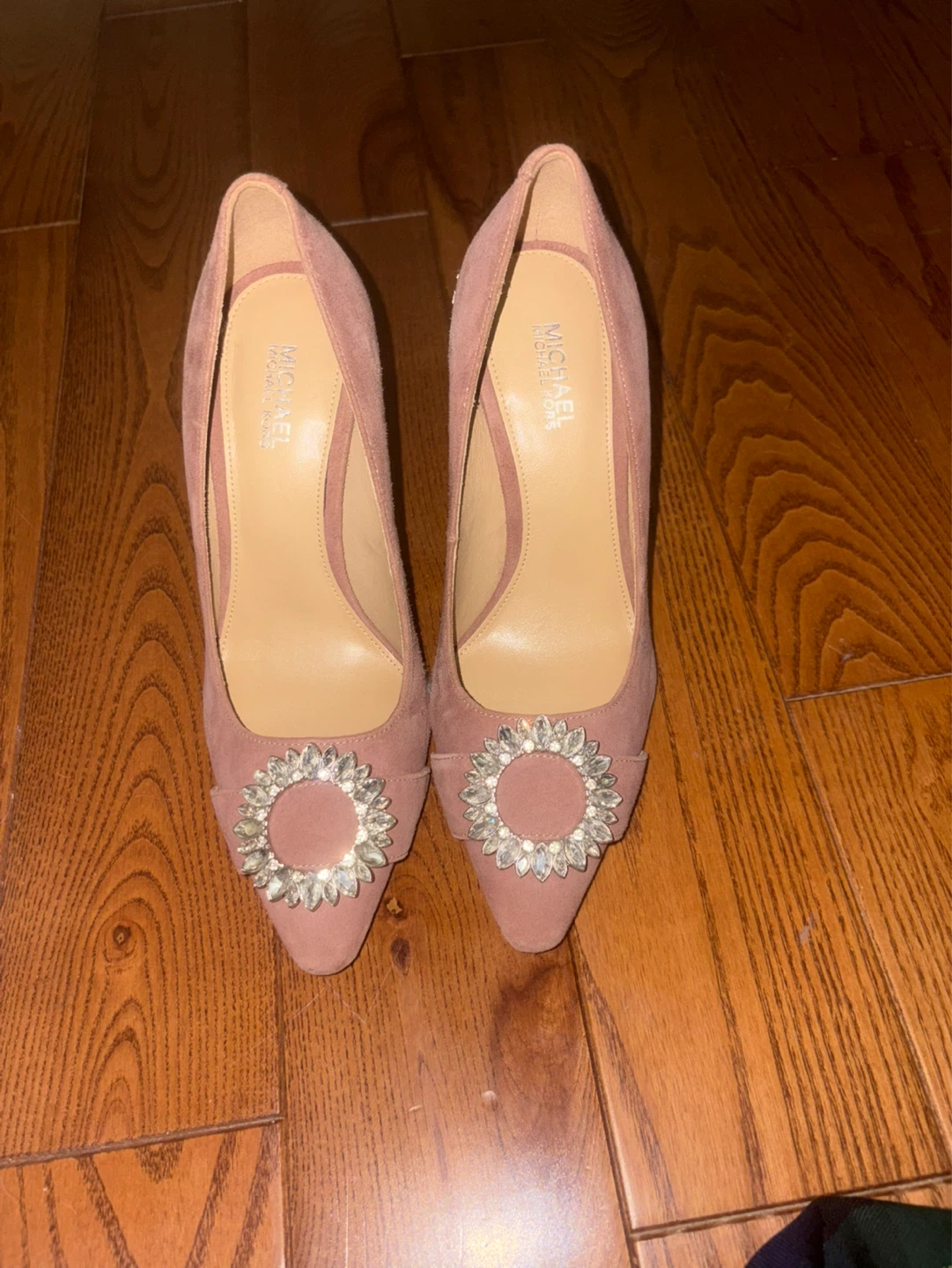 Michael Kors Pink Suede Jeweled Heels - photo 2
