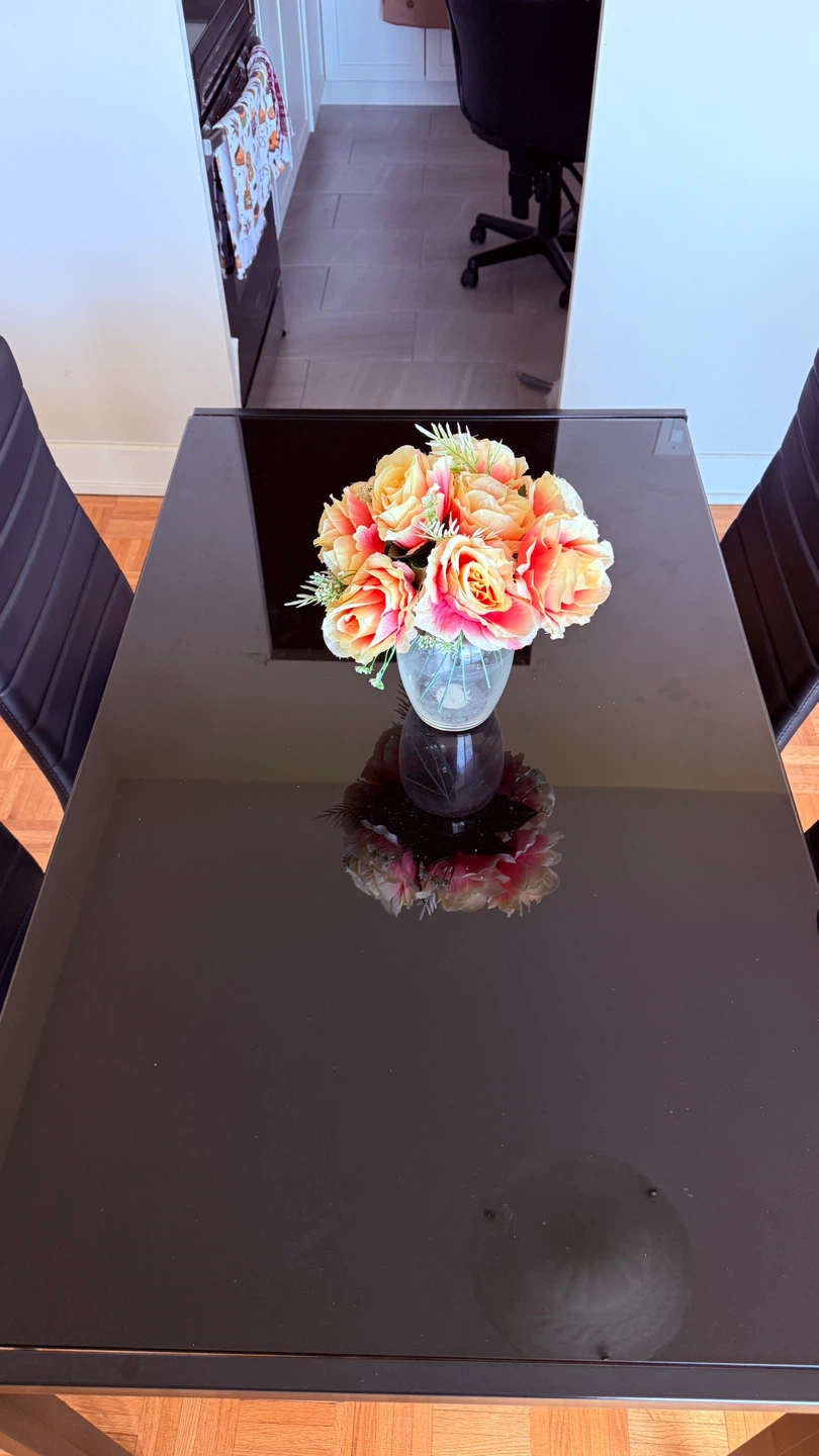 Black Dining Table Set with 4 Chairs (5 Pieces) - photo 4