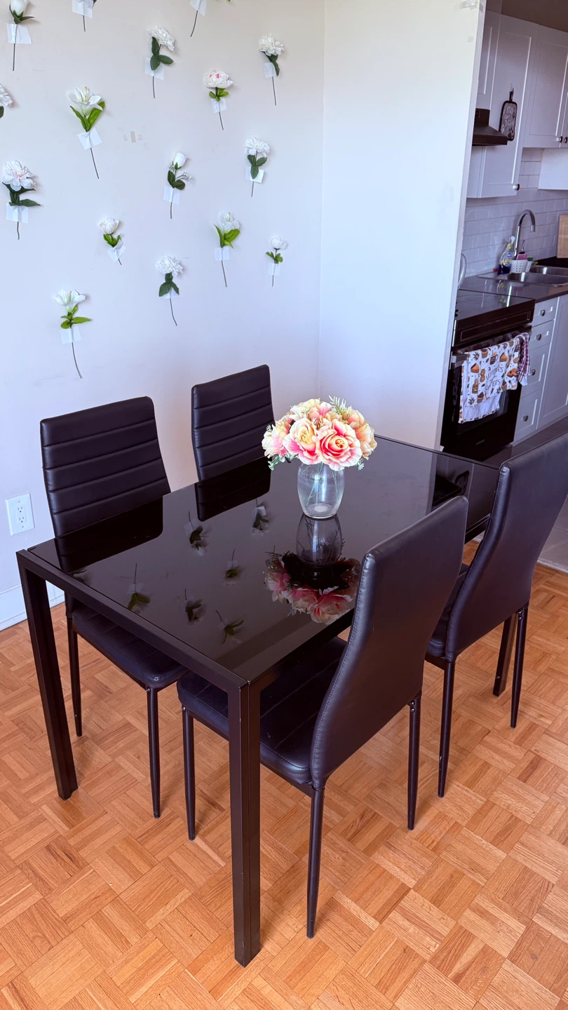 Black Dining Table Set with 4 Chairs (5 Pieces)