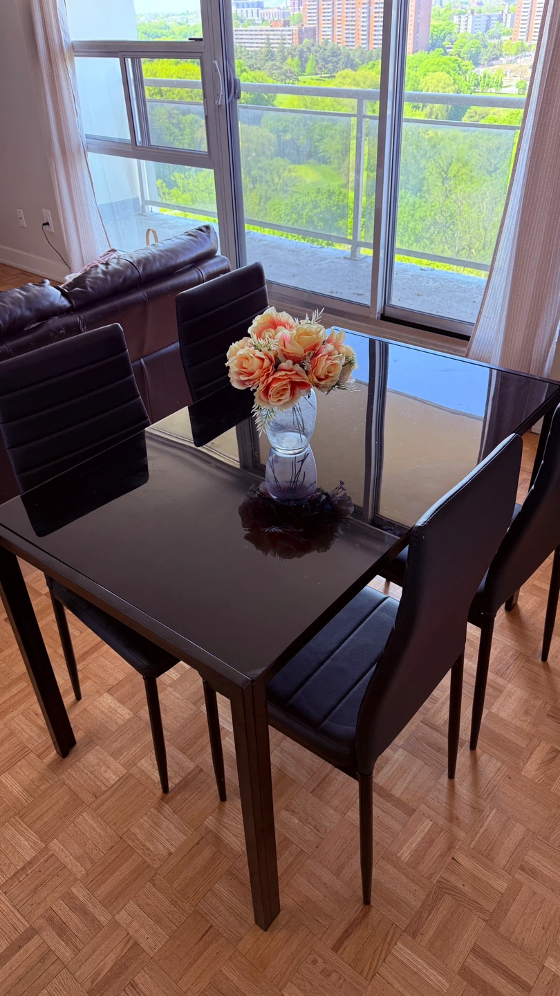 Black Dining Table Set with 4 Chairs (5 Pieces) - photo 2