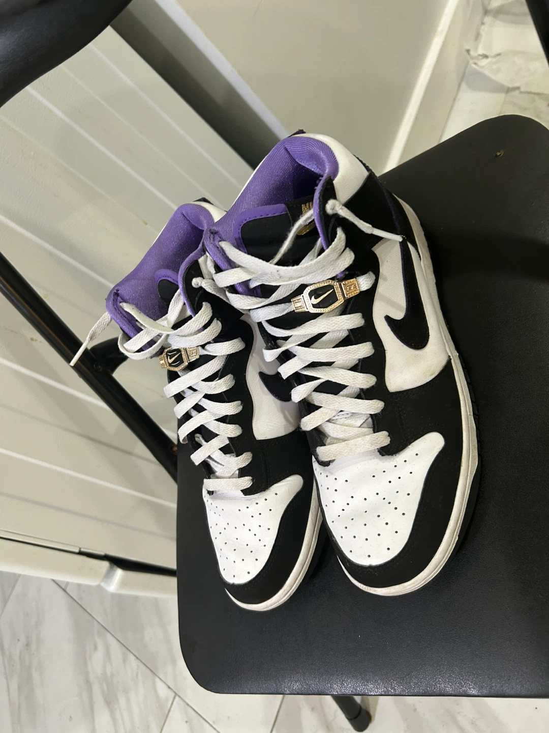 Nike Dunk High Black White Purple Sneakers