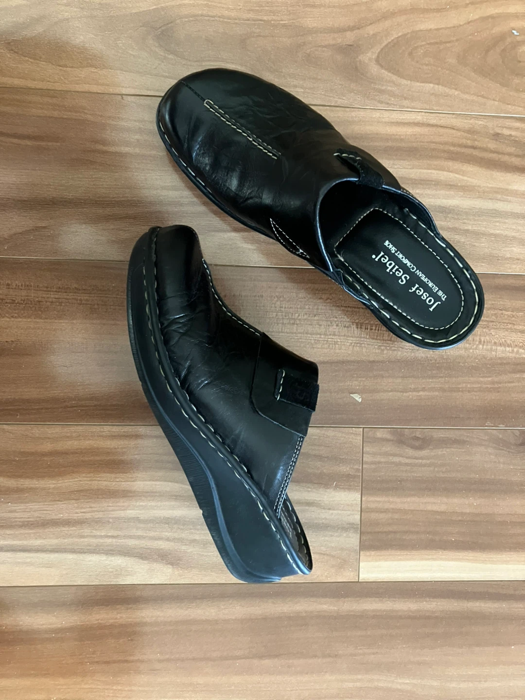 Josef Seibel Black Leather Mules - Size 41 - photo 4