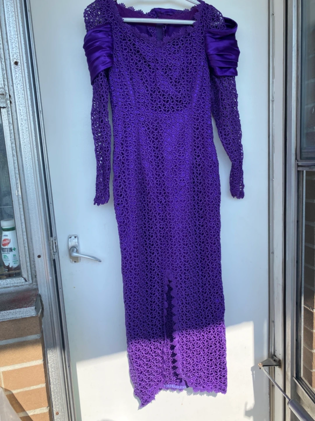 Vintage Purple Lace Dress with Satin Detail