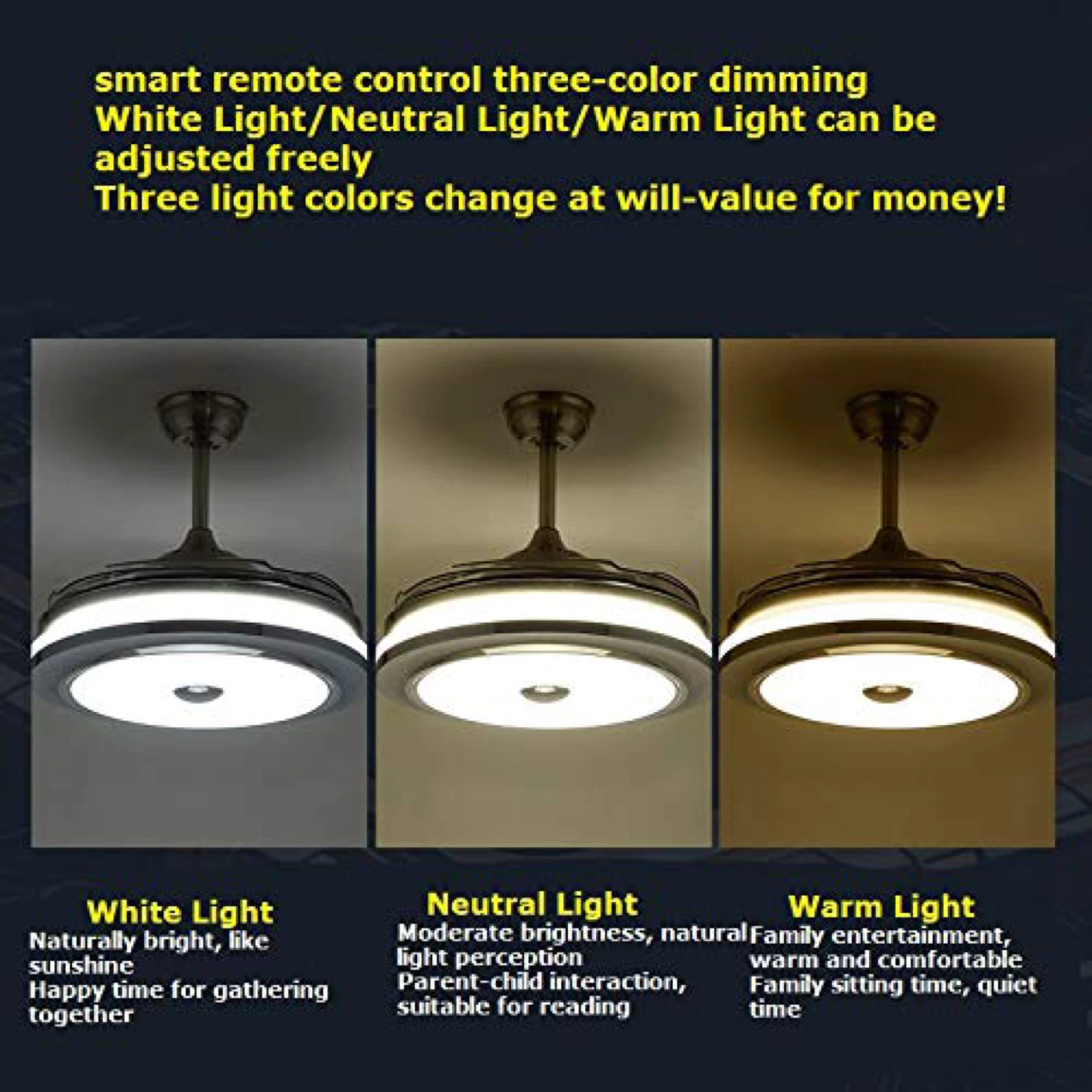 Modern Retractable Ceiling Fan with Light & Remote - photo 2
