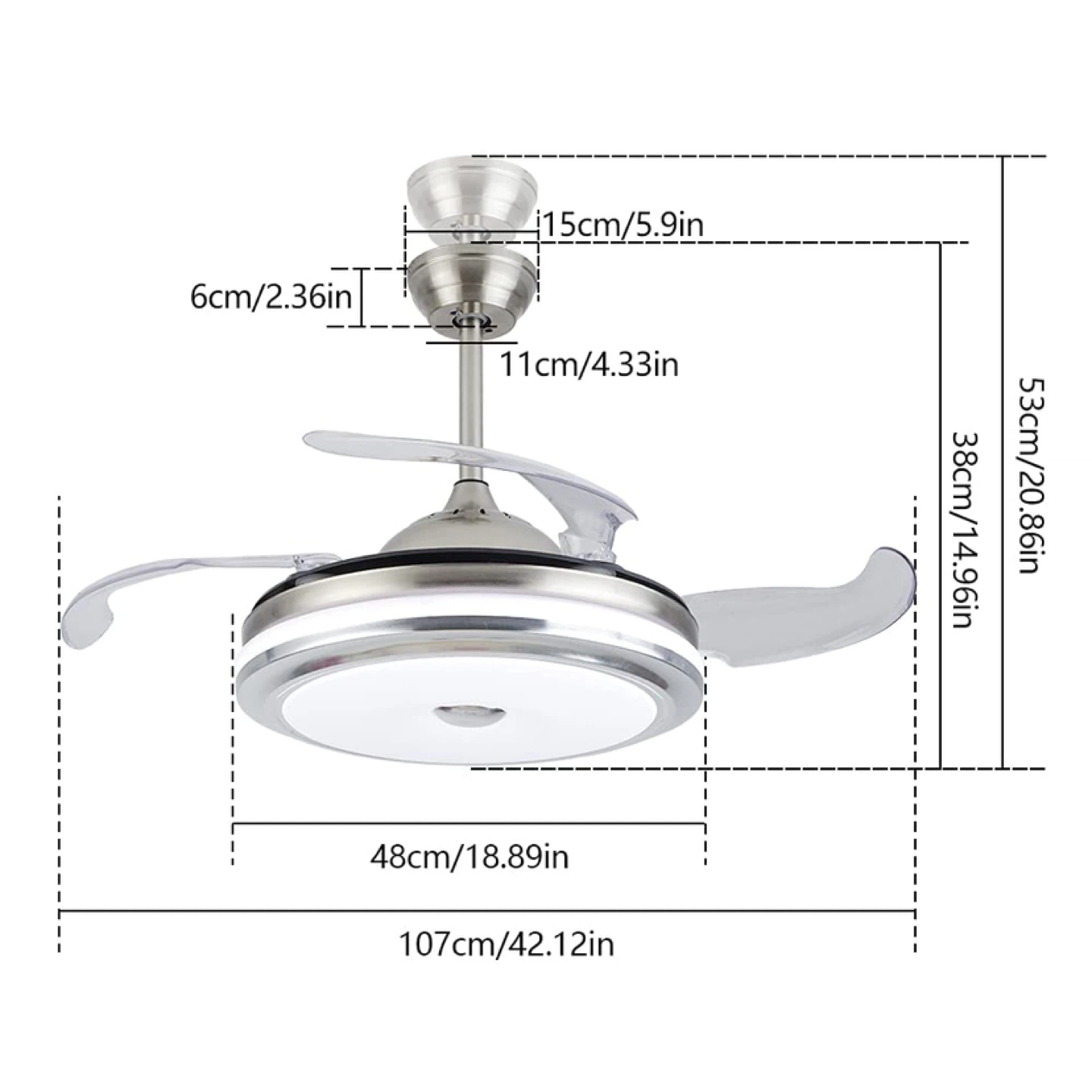 Modern Retractable Ceiling Fan with Light & Remote
