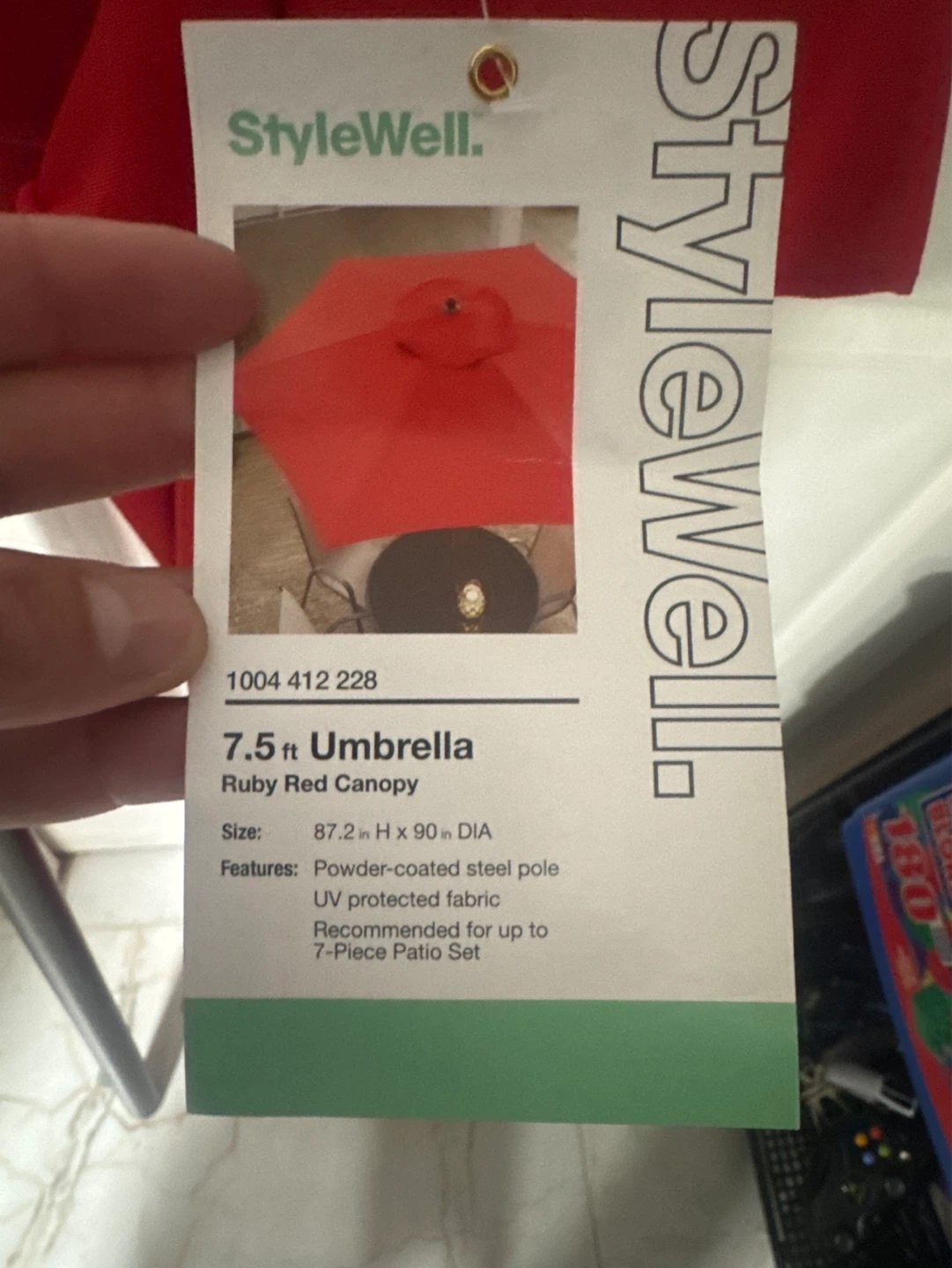 StyleWell 7.5 ft Ruby Red Umbrella - photo 2