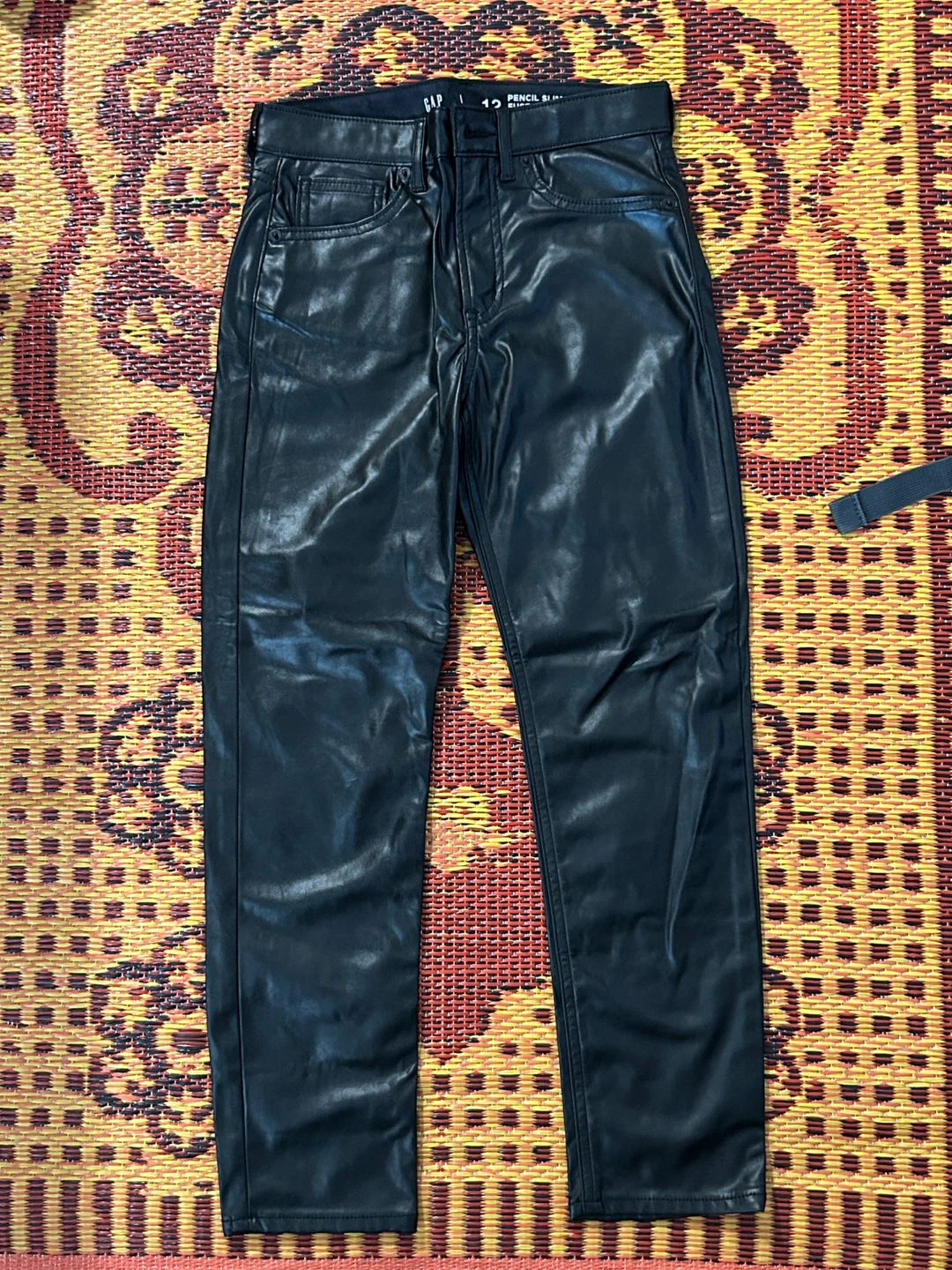 GAP Pencil Skirt Jeans Size 12 Black Faux Leather - photo 3