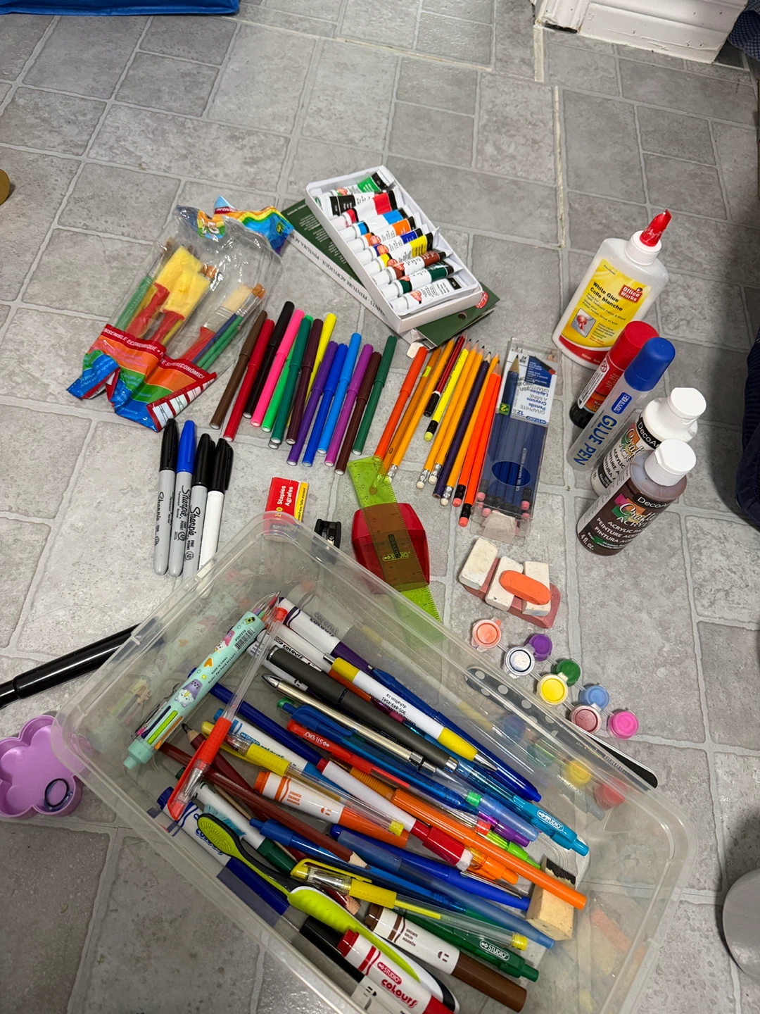 Assorted Art Supplies - Markers, Pencils, Paint & More